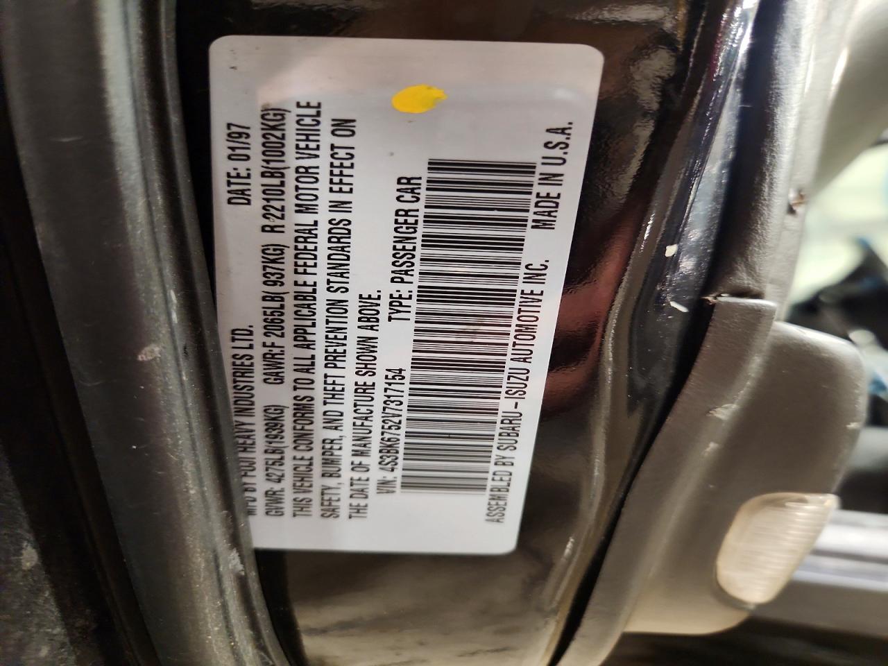 1997 Subaru Legacy Gt Gray vin: 4S3BK6752V7317154