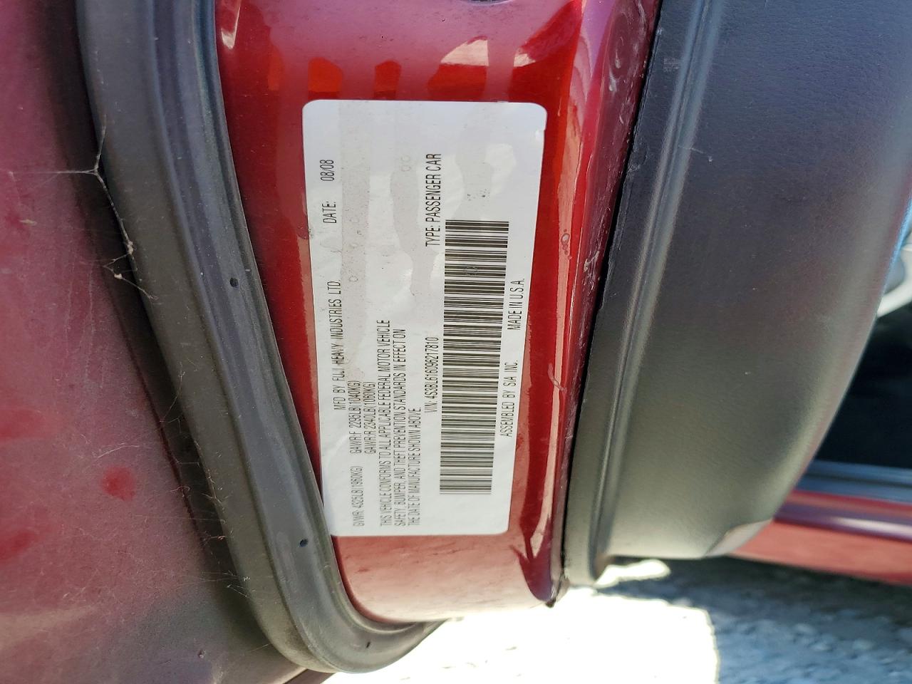 2009 Subaru Legacy 2.5i Maroon vin: 4S3BL616096217810