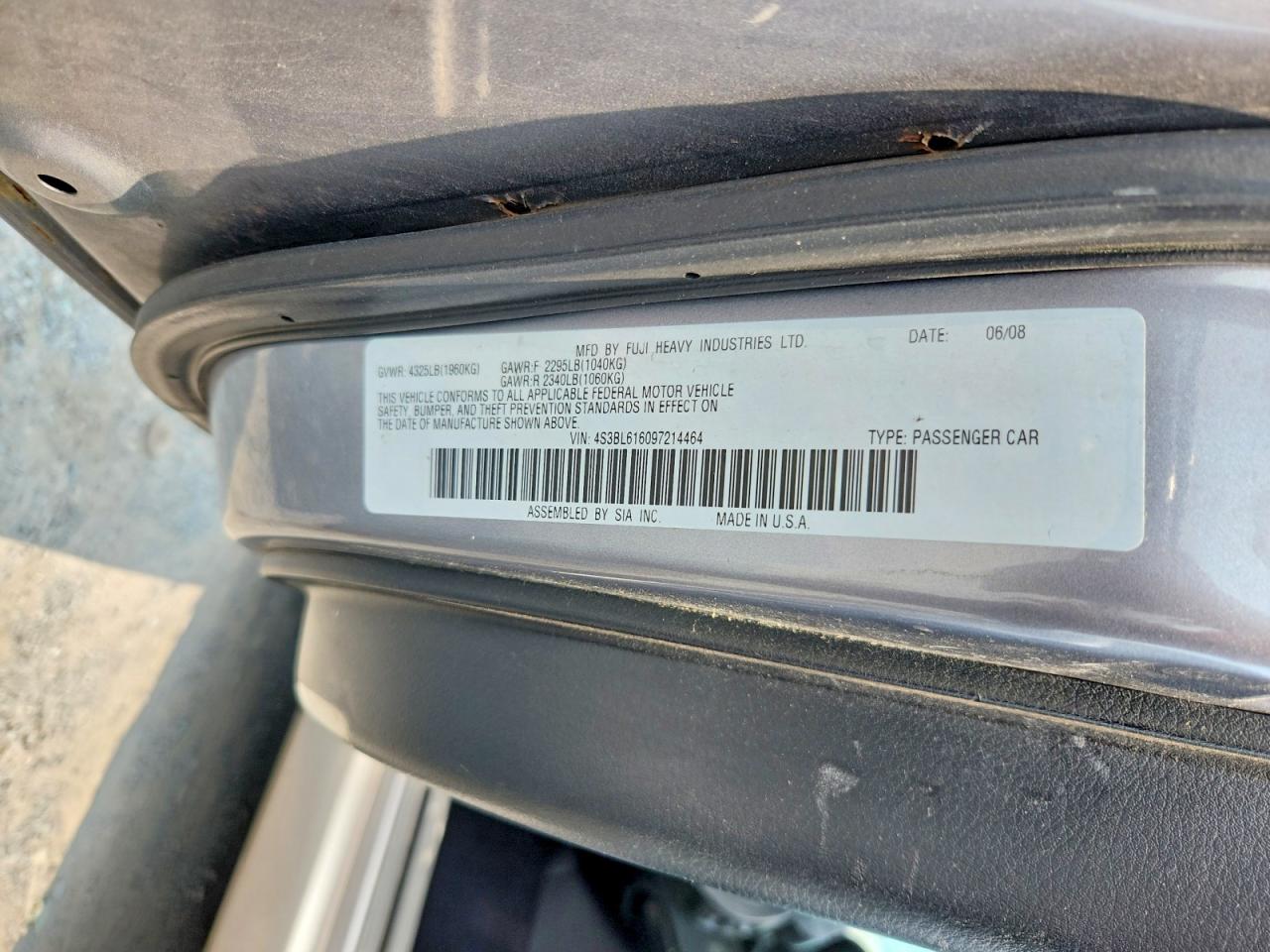 2009 Subaru Legacy 2.5i Gray vin: 4S3BL616097214464