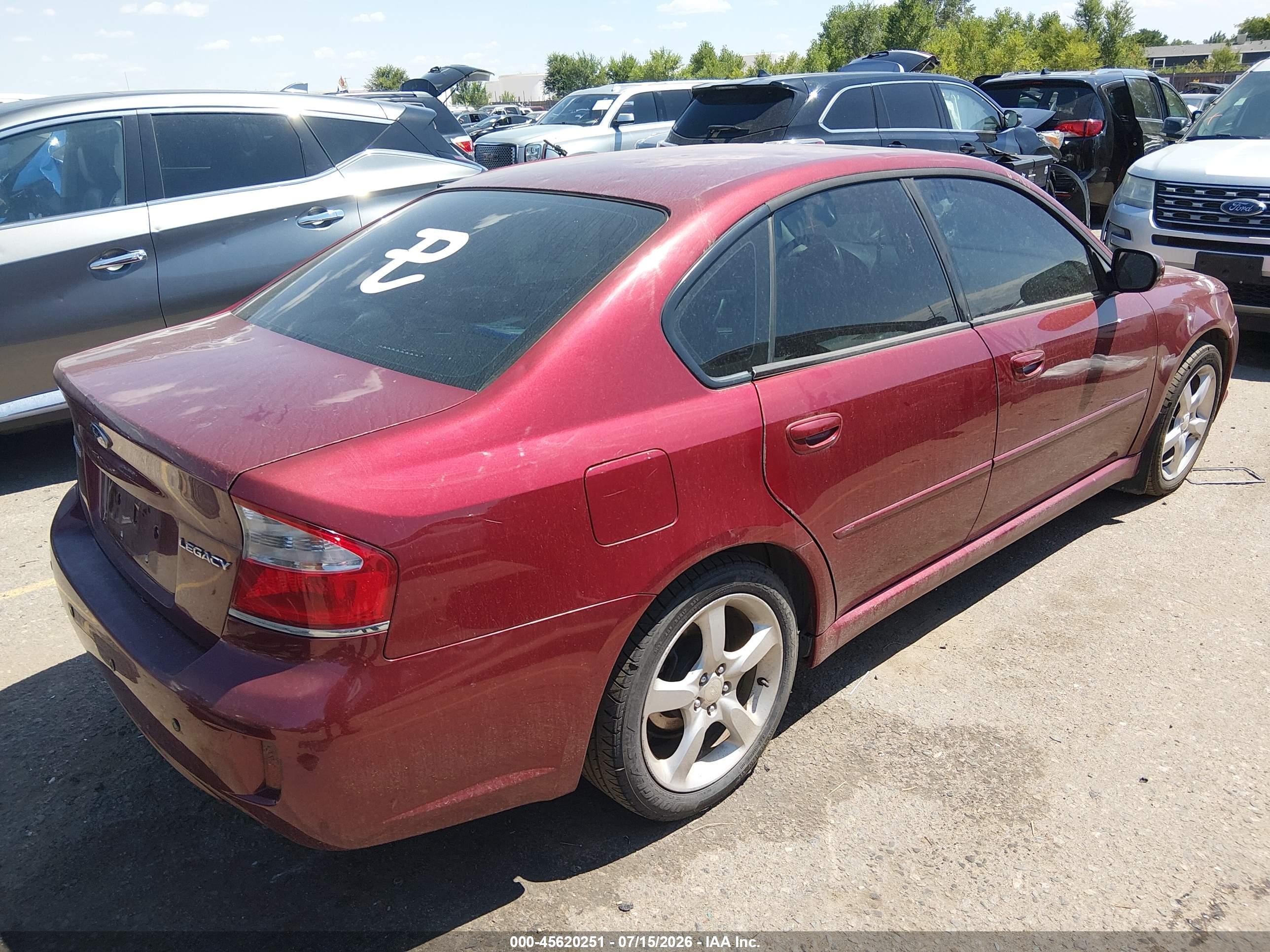 2009 Subaru Legacy 2.5i Red vin: 4S3BL616397210635
