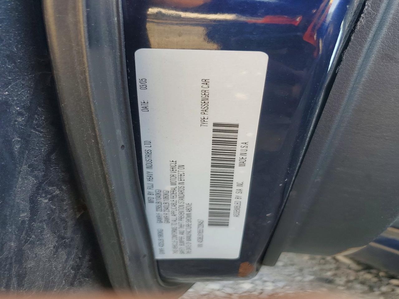 2005 Subaru Legacy 2.5i Синий vin: 4S3BL616557226457
