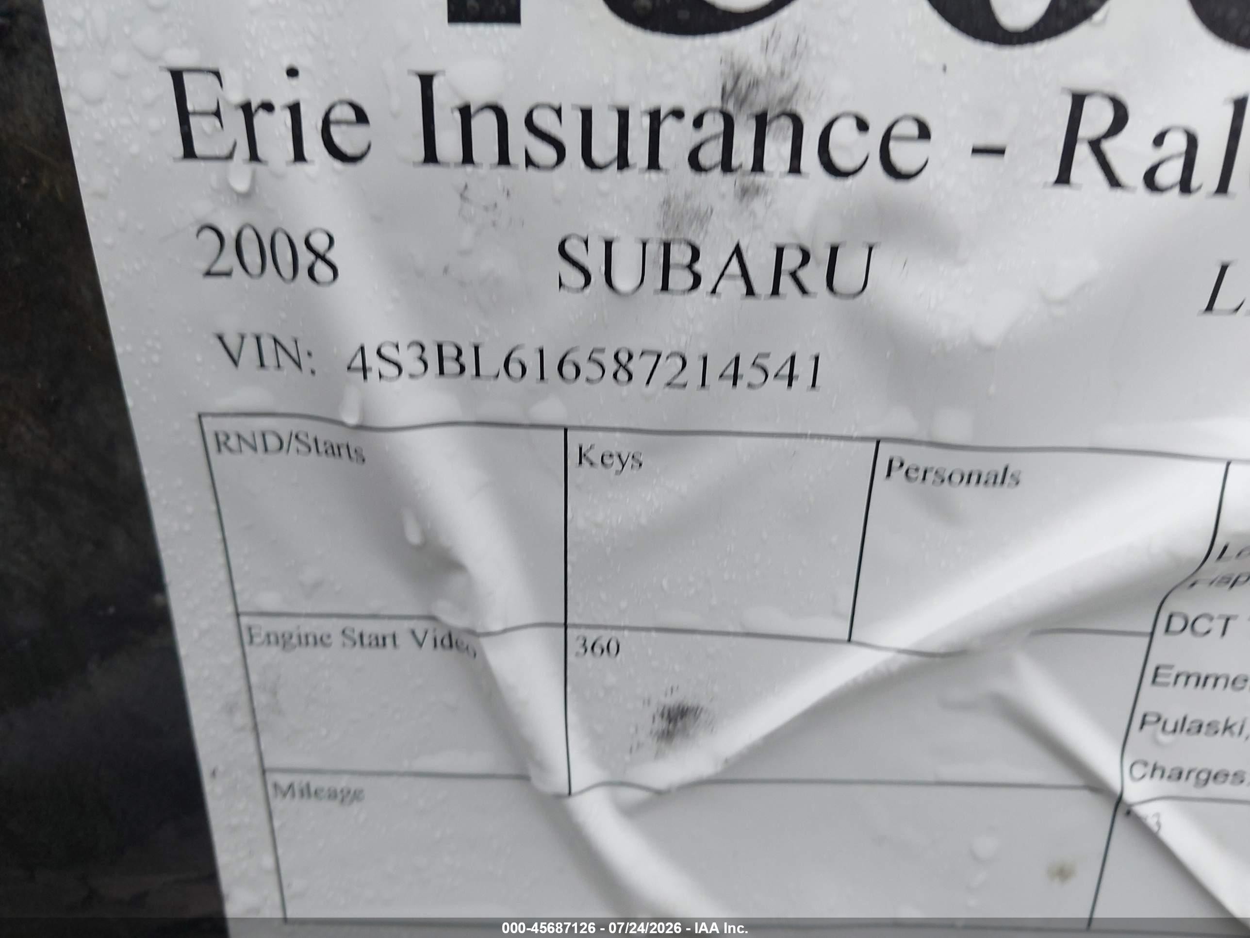 2008 Subaru Legacy (natl)   Коричневый vin: 4S3BL616587214541