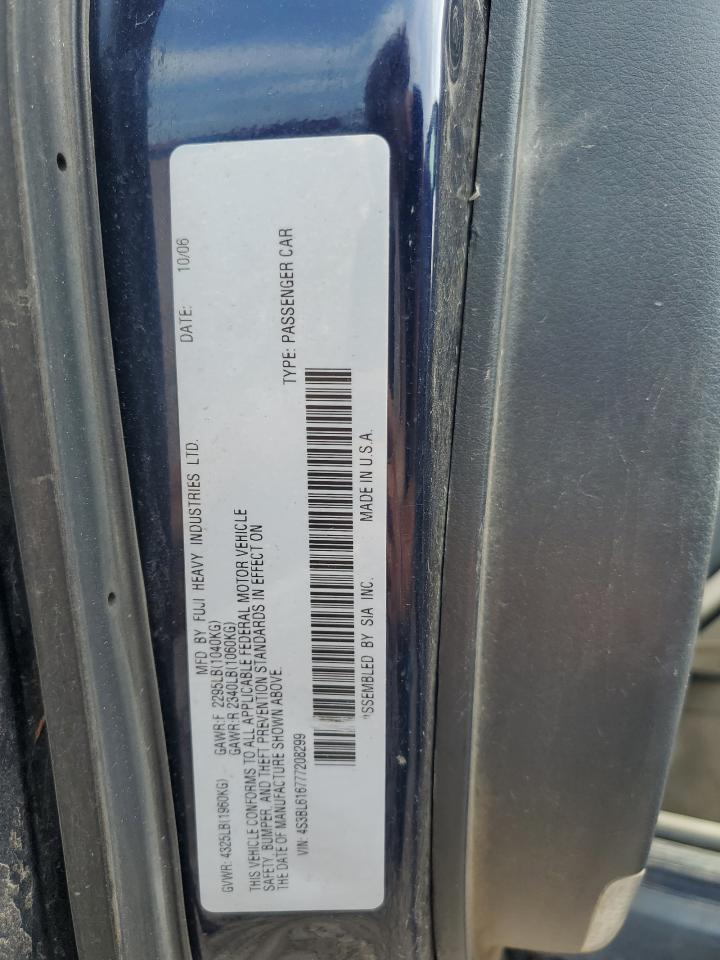 2007 Subaru Legacy 2.5i Blue vin: 4S3BL616777208299