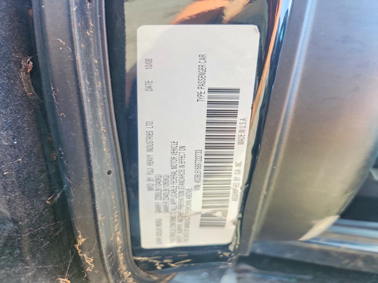 2009 Subaru Legacy 2.5i Black vin: 4S3BL616897222733