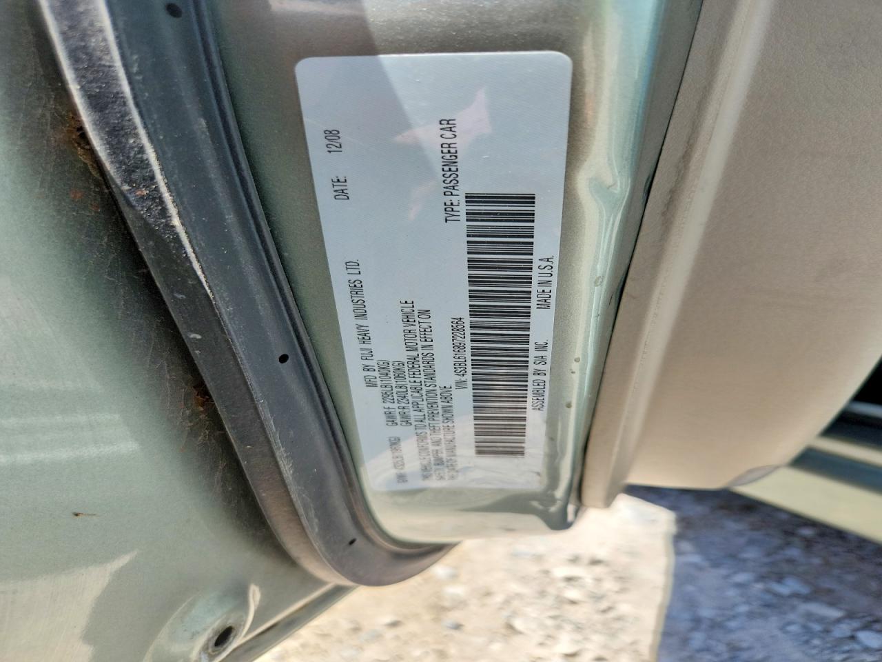 2009 Subaru Legacy 2.5i Green vin: 4S3BL616897228564