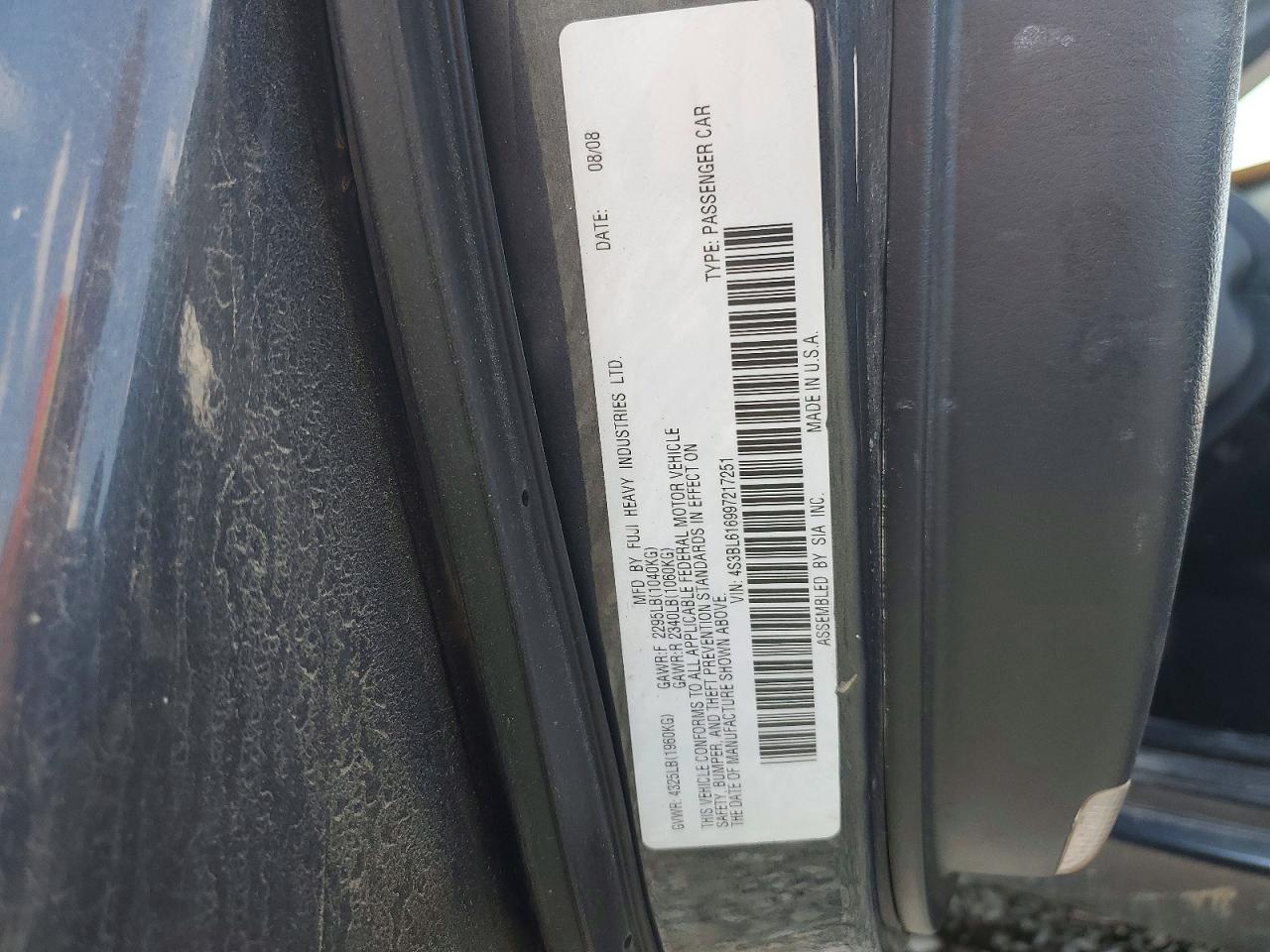 2009 Subaru Legacy 2.5i Gray vin: 4S3BL616997217251