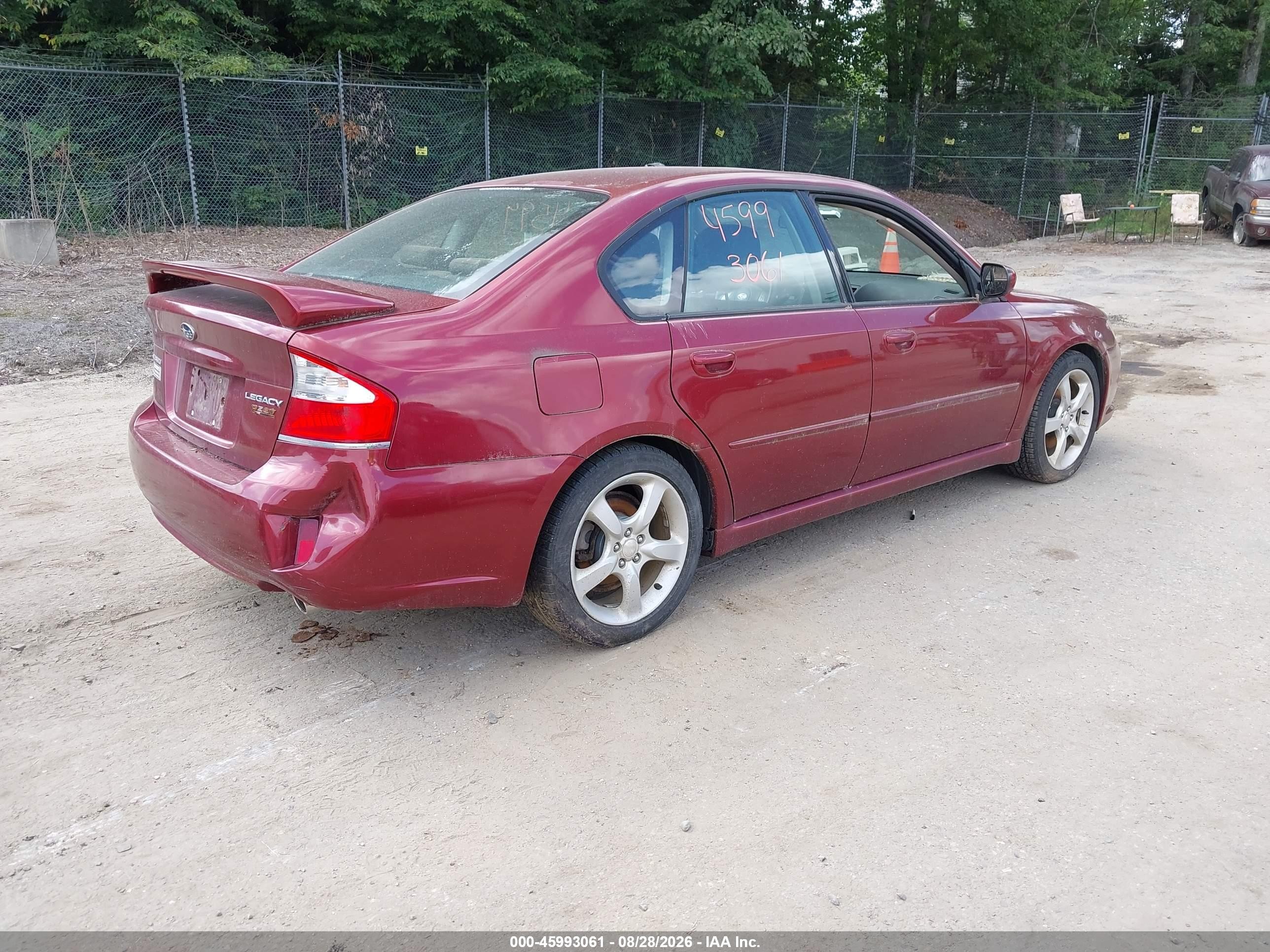 2009 Subaru Legacy 2.5i Maroon vin: 4S3BL616X97233572