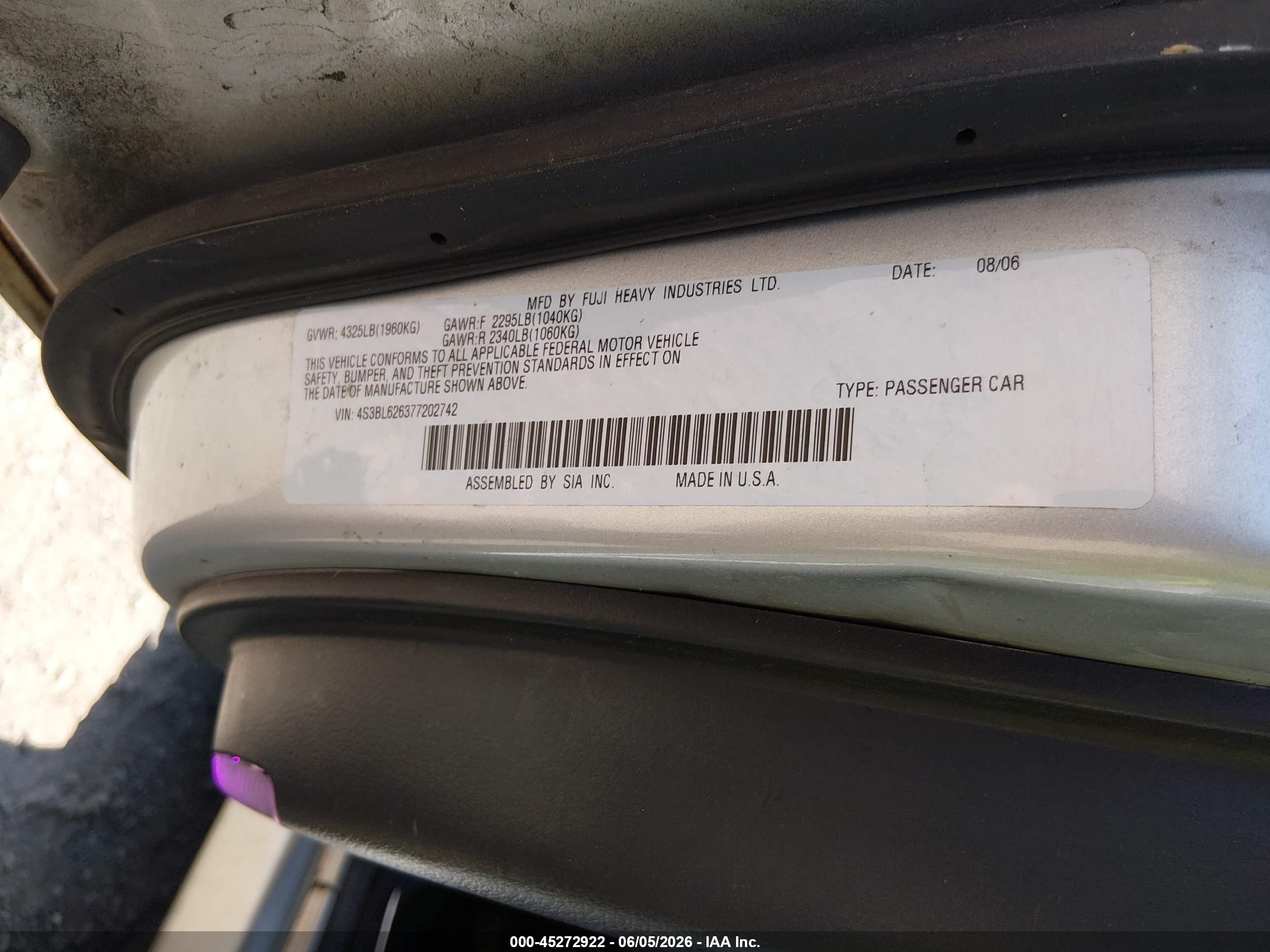 2007 Subaru Legacy 2.5i Limited Silver vin: 4S3BL626377202742