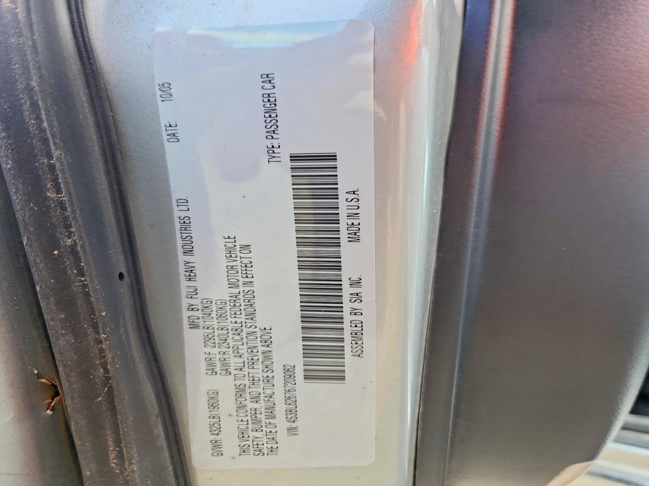 2006 Subaru Legacy 2.5i Limited Silver vin: 4S3BL626767209062