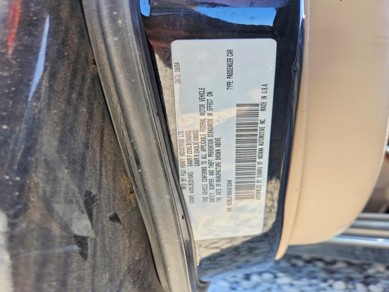 2005 Subaru Legacy Gt Limited Black vin: 4S3BL676654215346