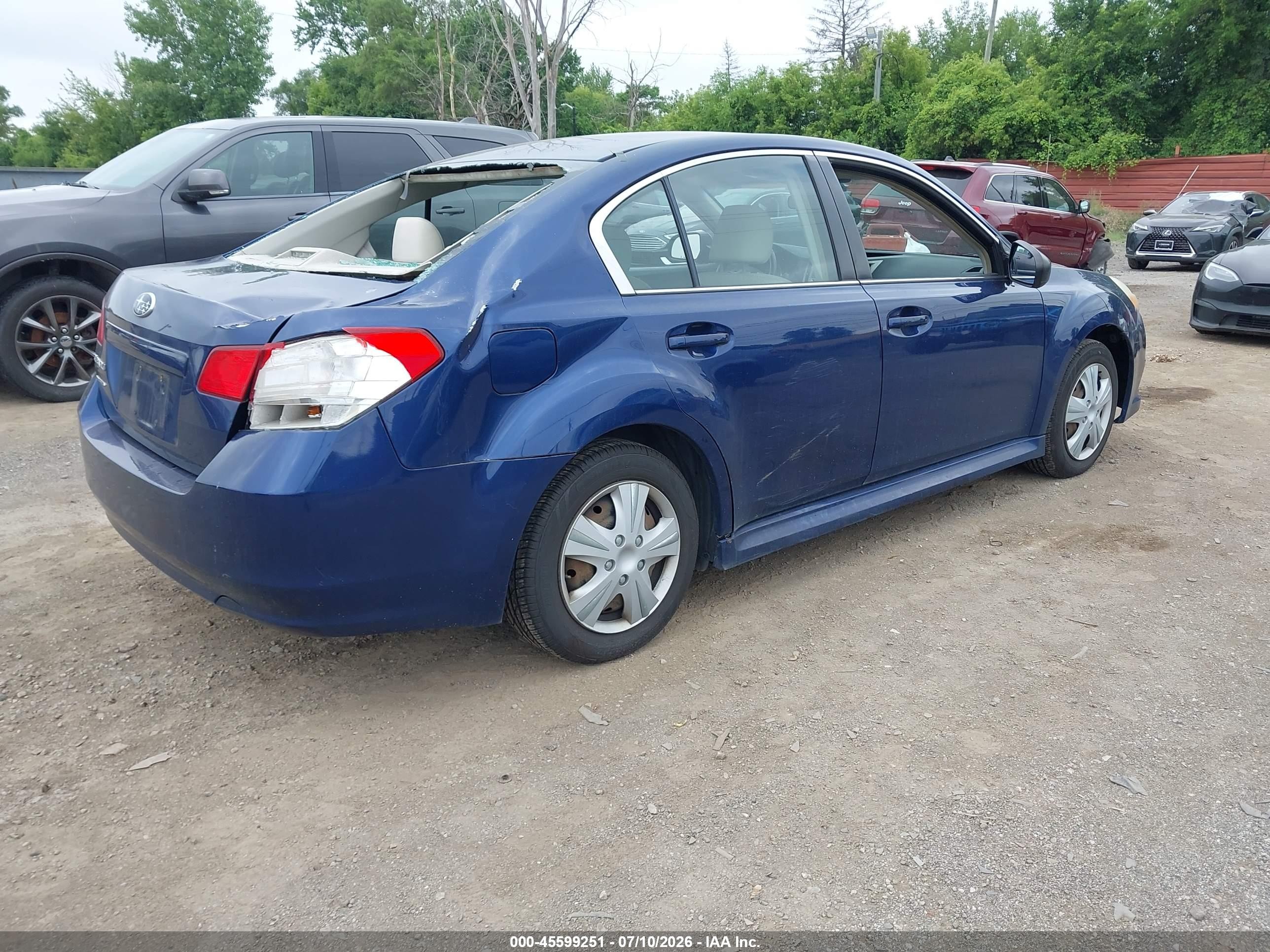 2010 Subaru Legacy 2.5i Blue vin: 4S3BMBA64A3237540
