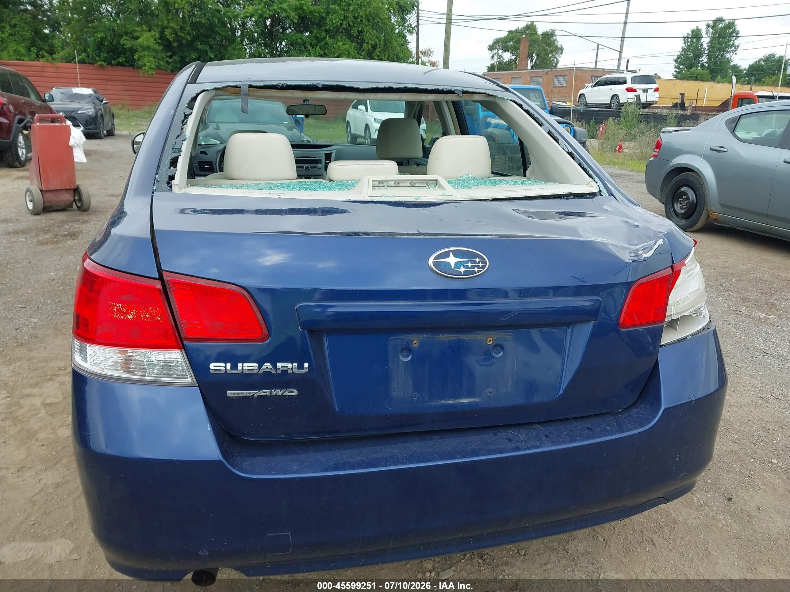 2010 Subaru Legacy 2.5i Blue vin: 4S3BMBA64A3237540