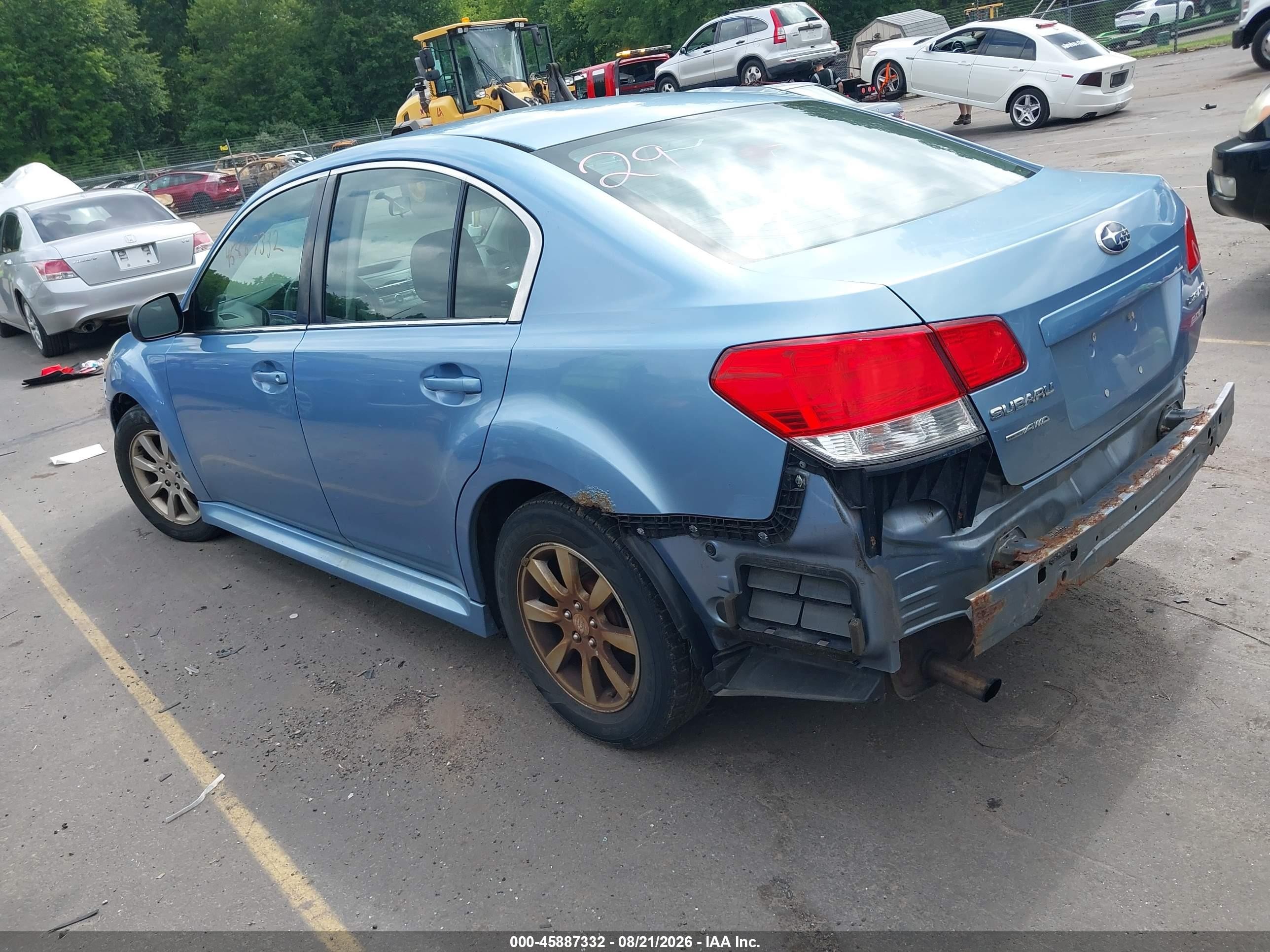 2010 Subaru Legacy 2.5i Light Blue vin: 4S3BMBA68A3229943