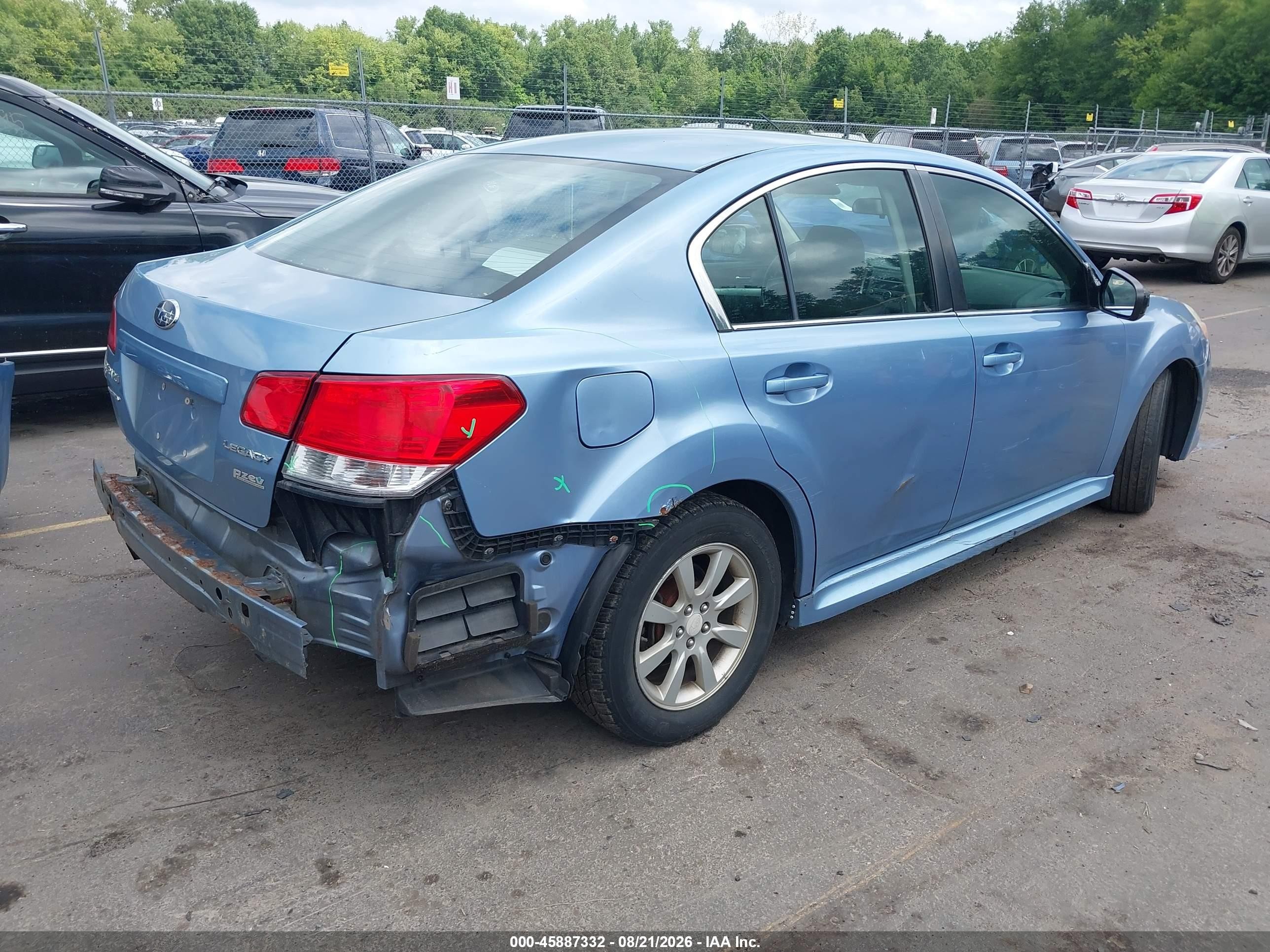 2010 Subaru Legacy 2.5i Light Blue vin: 4S3BMBA68A3229943
