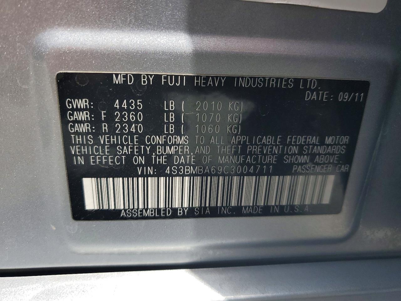 2012 Subaru Legacy 2.5i Серебряный vin: 4S3BMBA69C3004711