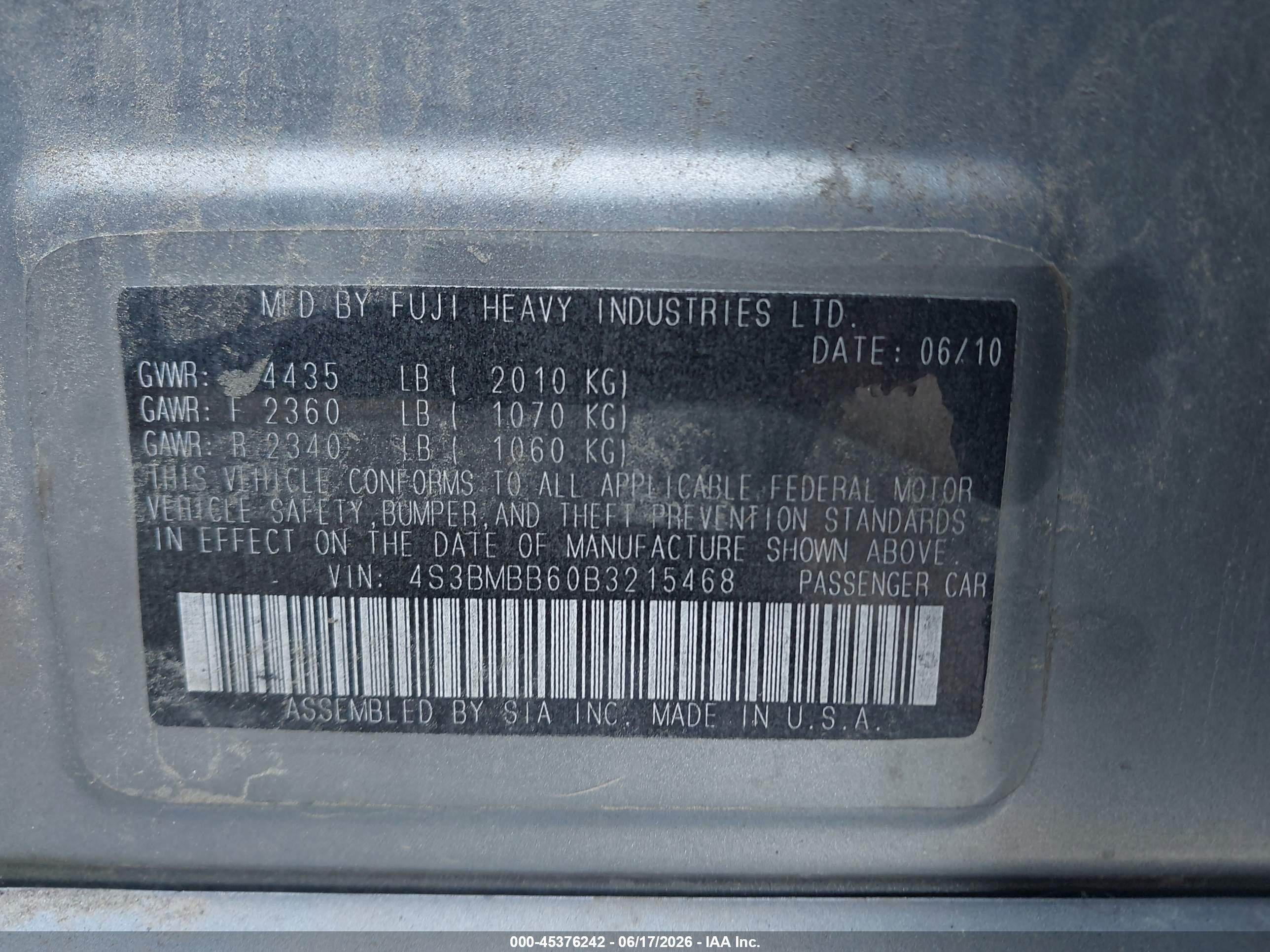 2011 Subaru Legacy 2.5i Premium Gray vin: 4S3BMBB60B3215468