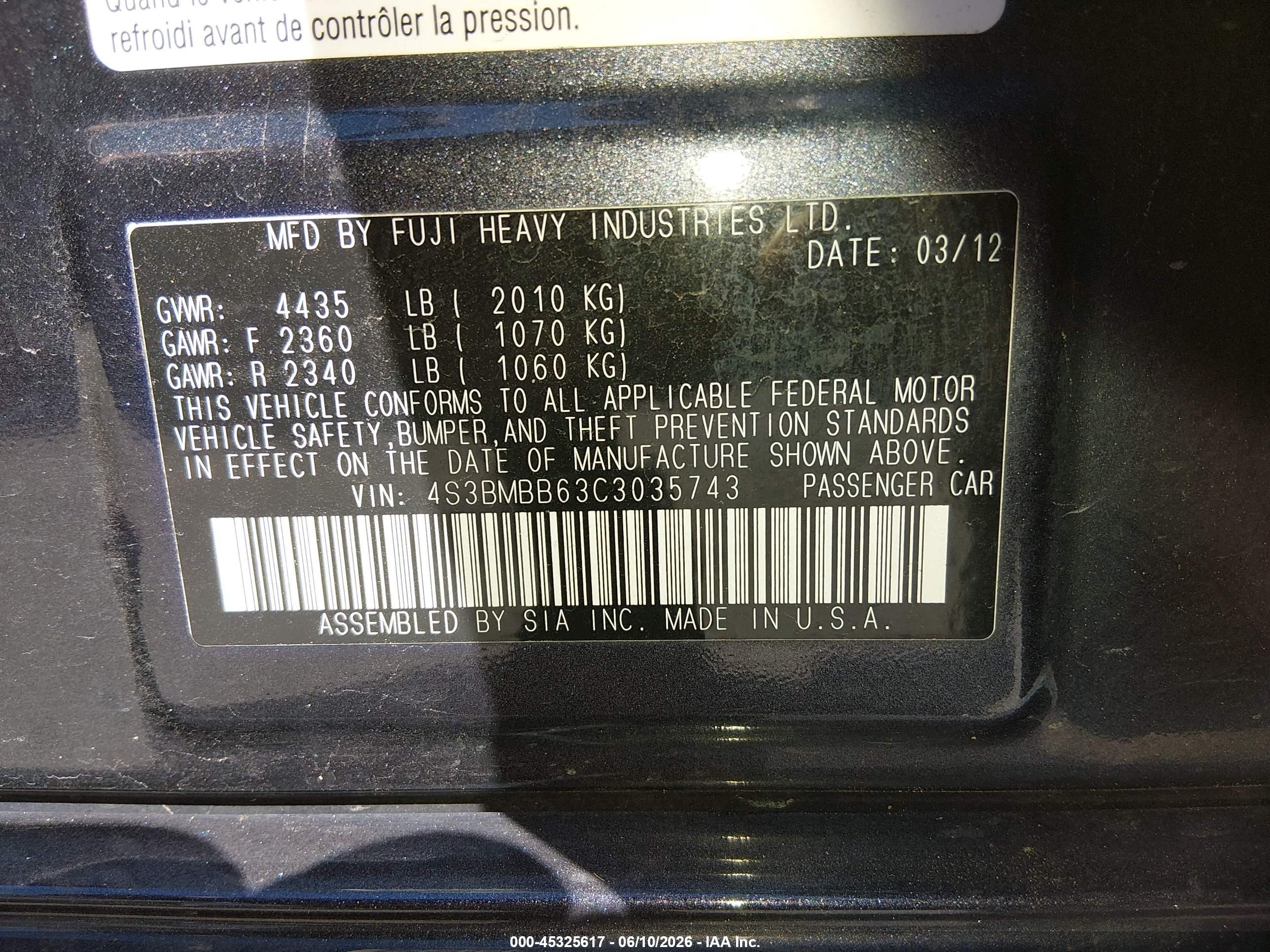 2012 Subaru Legacy 2.5i Premium Gray vin: 4S3BMBB63C3035743