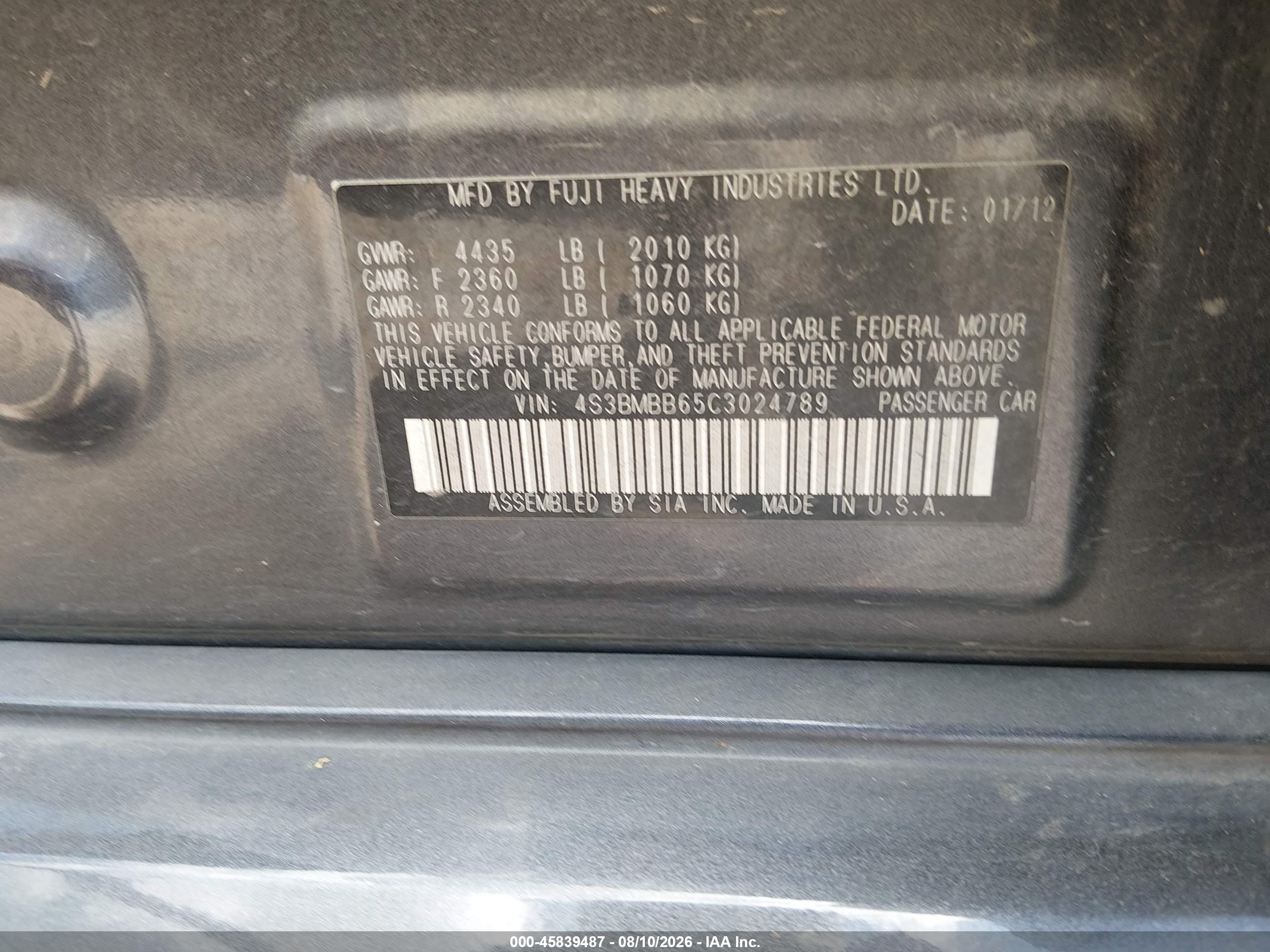 2012 Subaru Legacy 2.5i Premium Gray vin: 4S3BMBB65C3024789