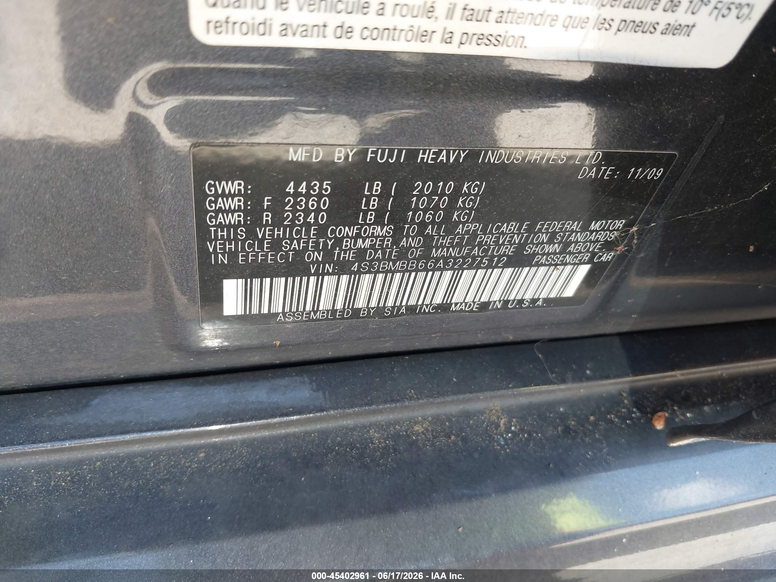 2010 Subaru Legacy 2.5i Premium Gray vin: 4S3BMBB66A3227512