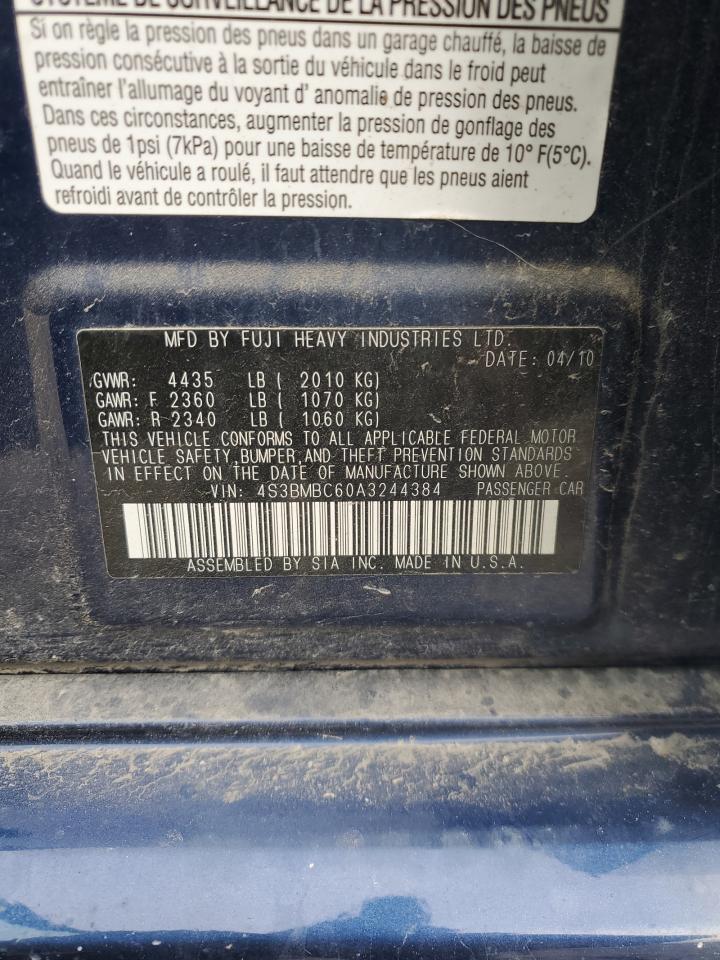 2010 Subaru Legacy 2.5i Premium Blue vin: 4S3BMBC60A3244384