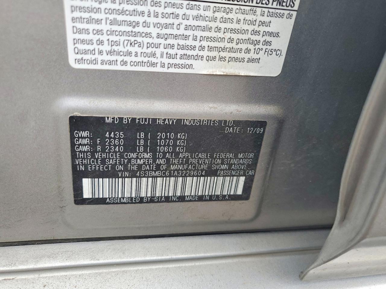 2010 Subaru Legacy 2.5i Premium Gray vin: 4S3BMBC61A3229604
