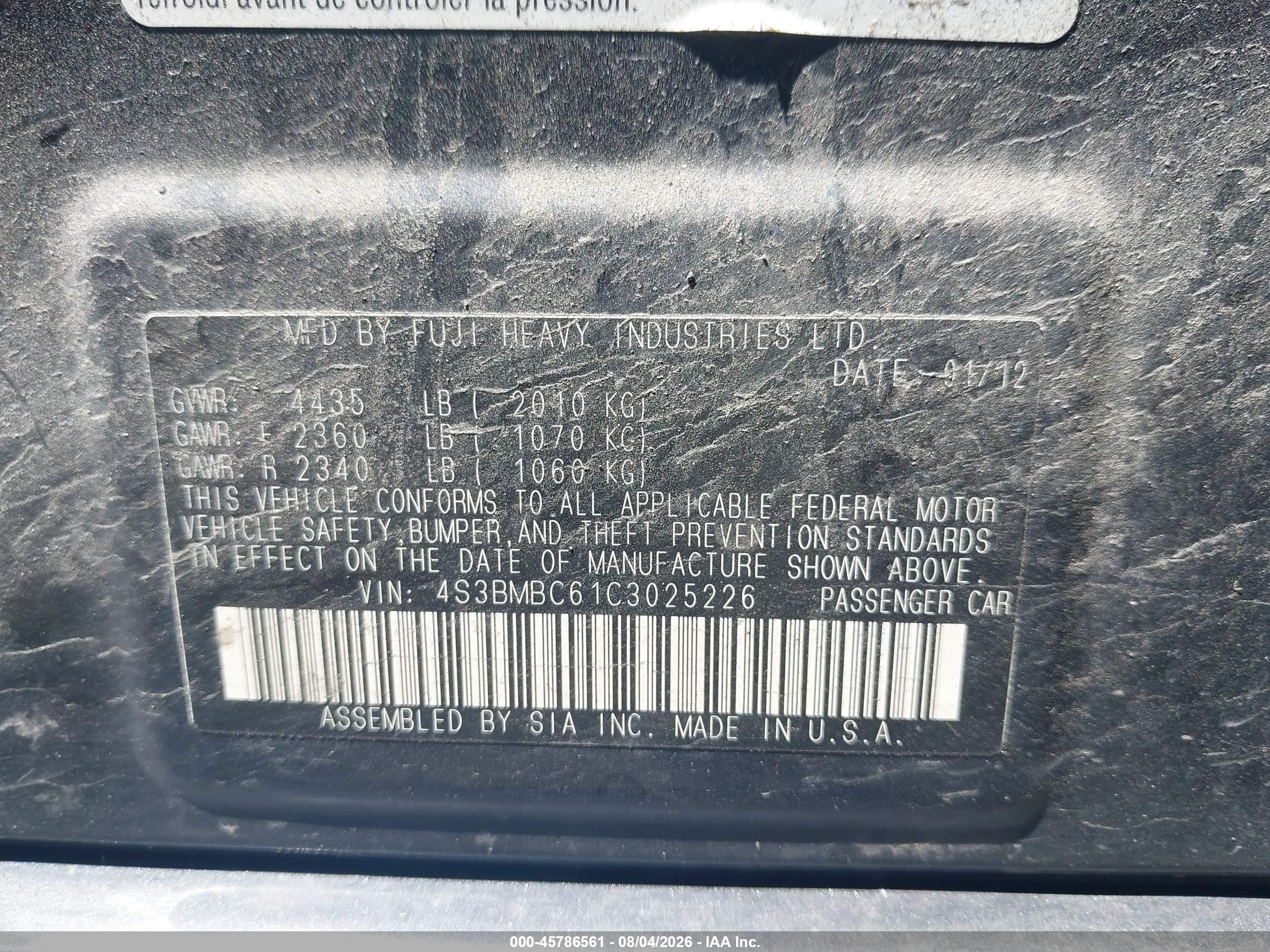 2012 Subaru Legacy 2.5i Premium Gray vin: 4S3BMBC61C3025226