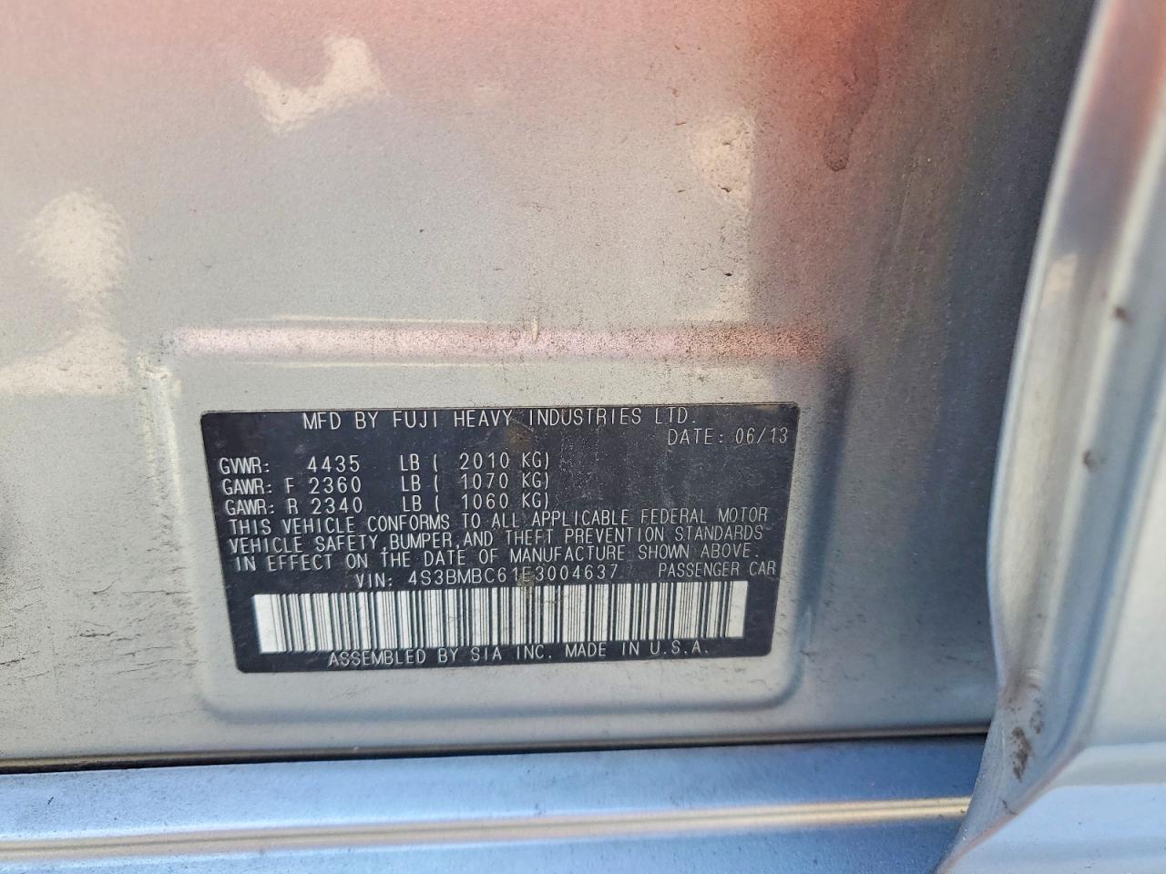 2014 Subaru Legacy 2.5i Premium Silver vin: 4S3BMBC61E3004637
