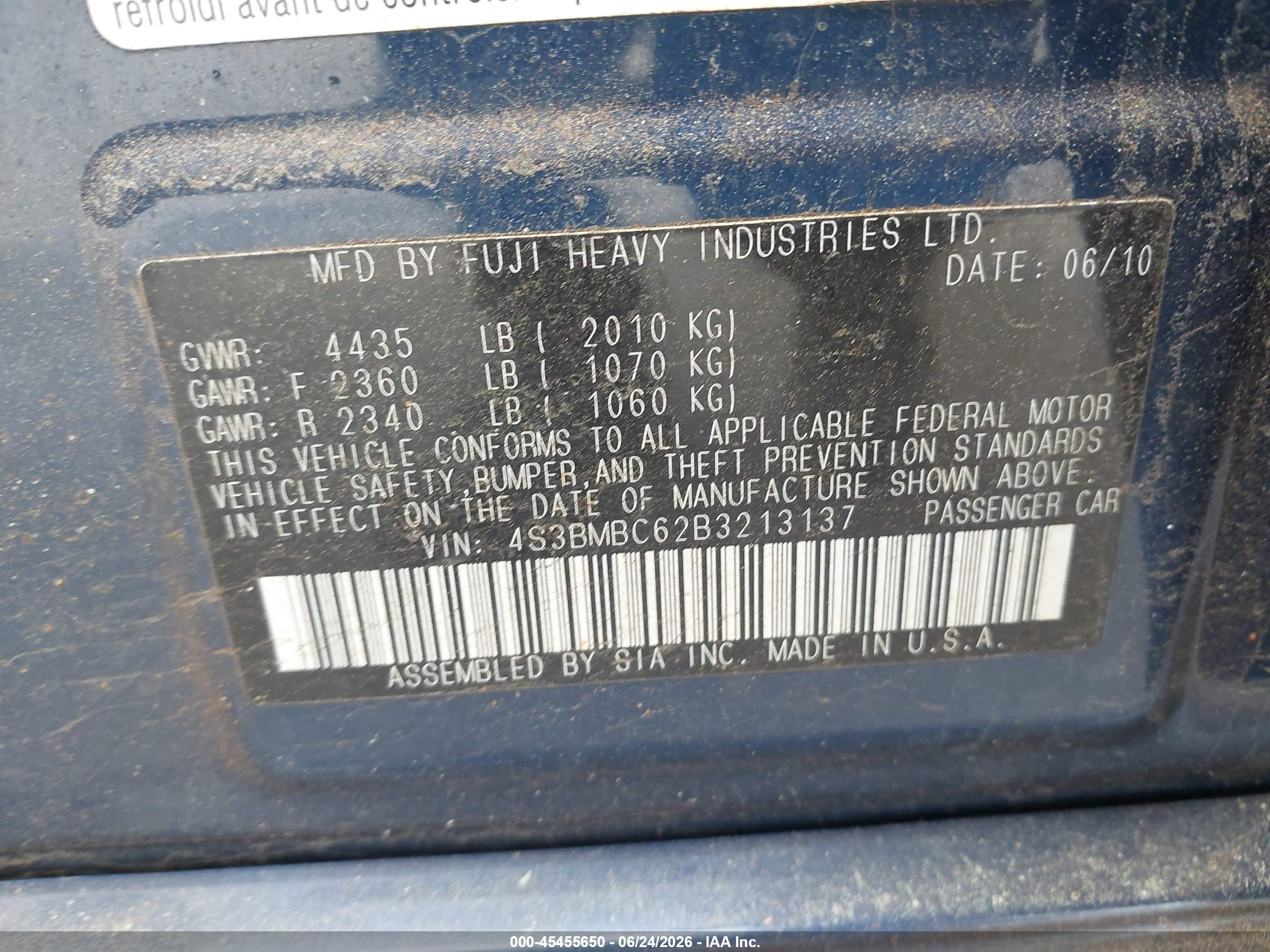 2011 Subaru Legacy 2.5i Premium Blue vin: 4S3BMBC62B3213137