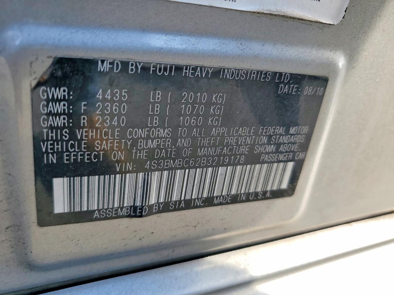 2011 Subaru Legacy 2.5i Premium Silver vin: 4S3BMBC62B3219178