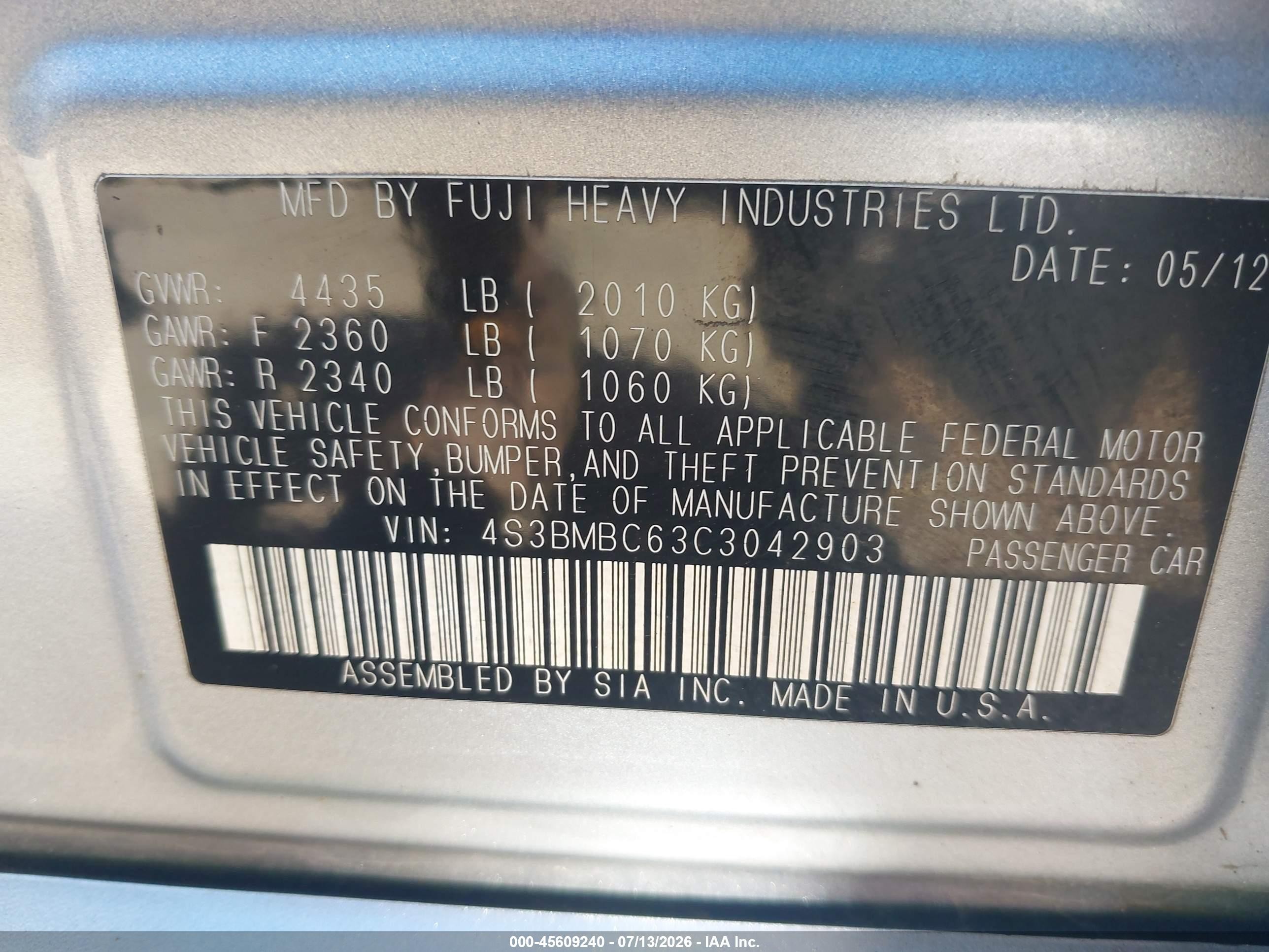 2012 Subaru Legacy 2.5i Premium Silver vin: 4S3BMBC63C3042903
