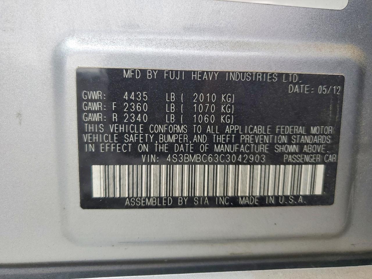2012 Subaru Legacy 2.5i Premium Silver vin: 4S3BMBC63C3042903