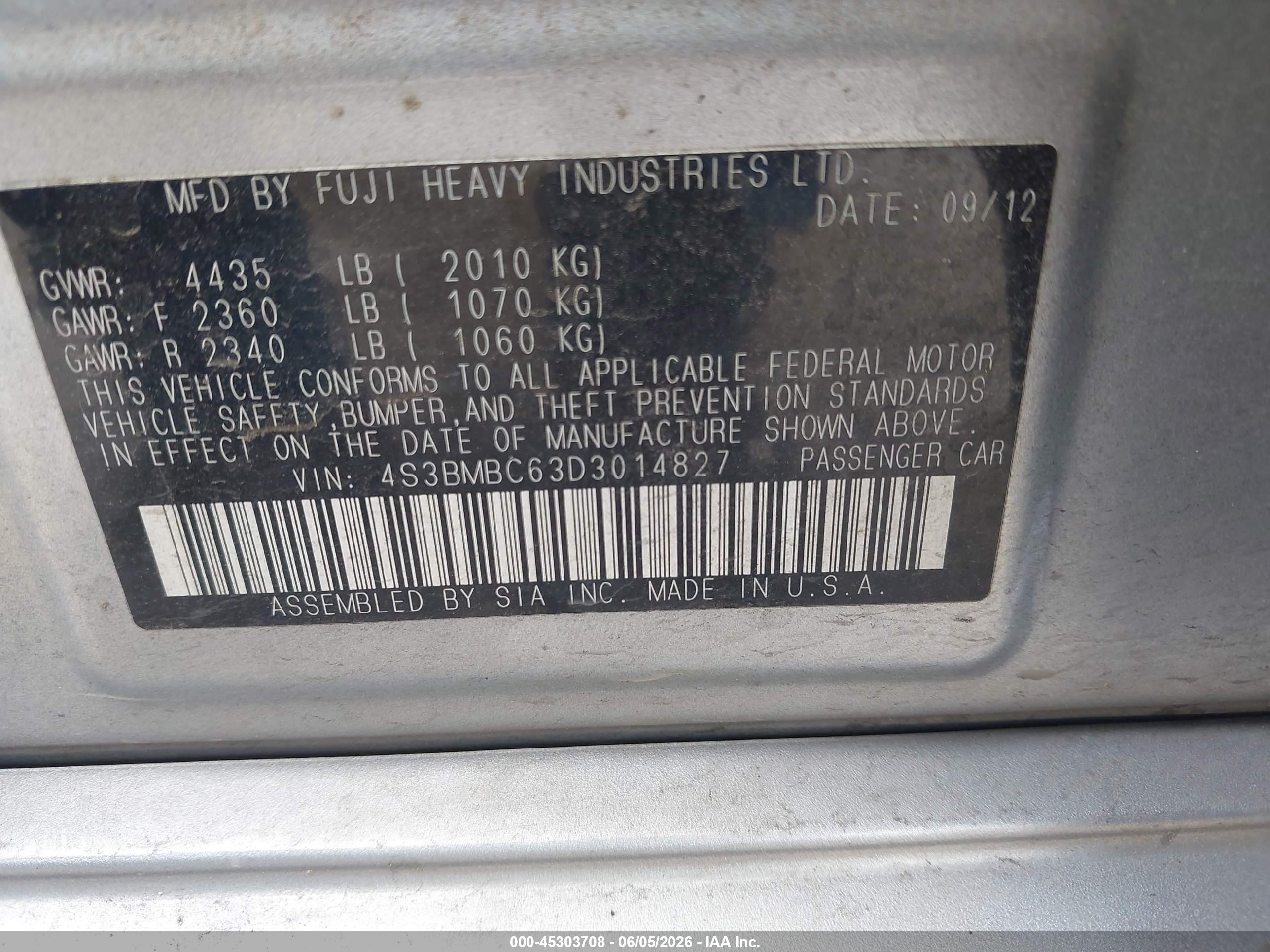 2013 Subaru Legacy 2.5i Premium Silver vin: 4S3BMBC63D3014827