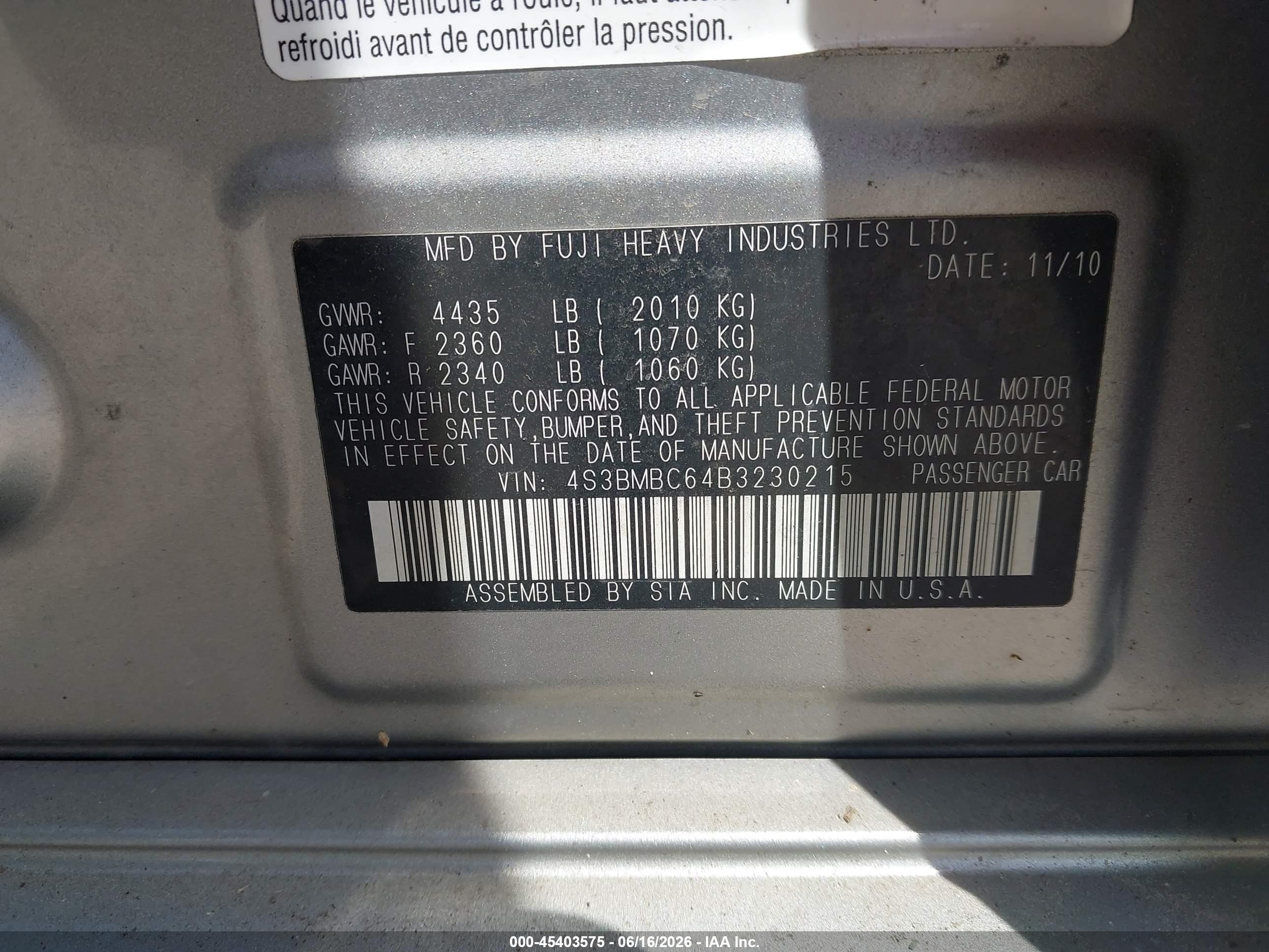 2011 Subaru Legacy 2.5i Premium Gray vin: 4S3BMBC64B3230215