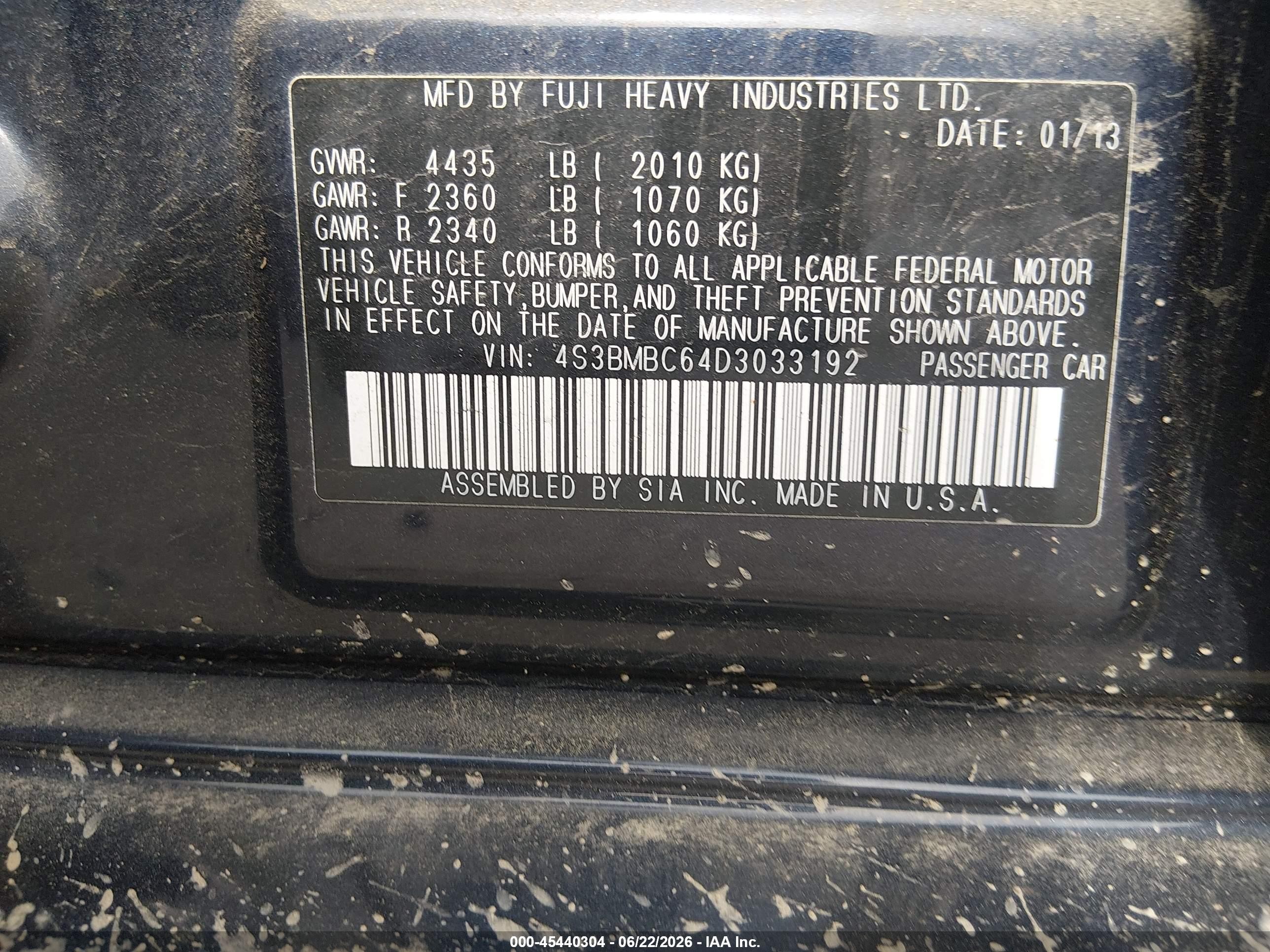 2013 Subaru Legacy 2.5i Premium Blue vin: 4S3BMBC64D3033192
