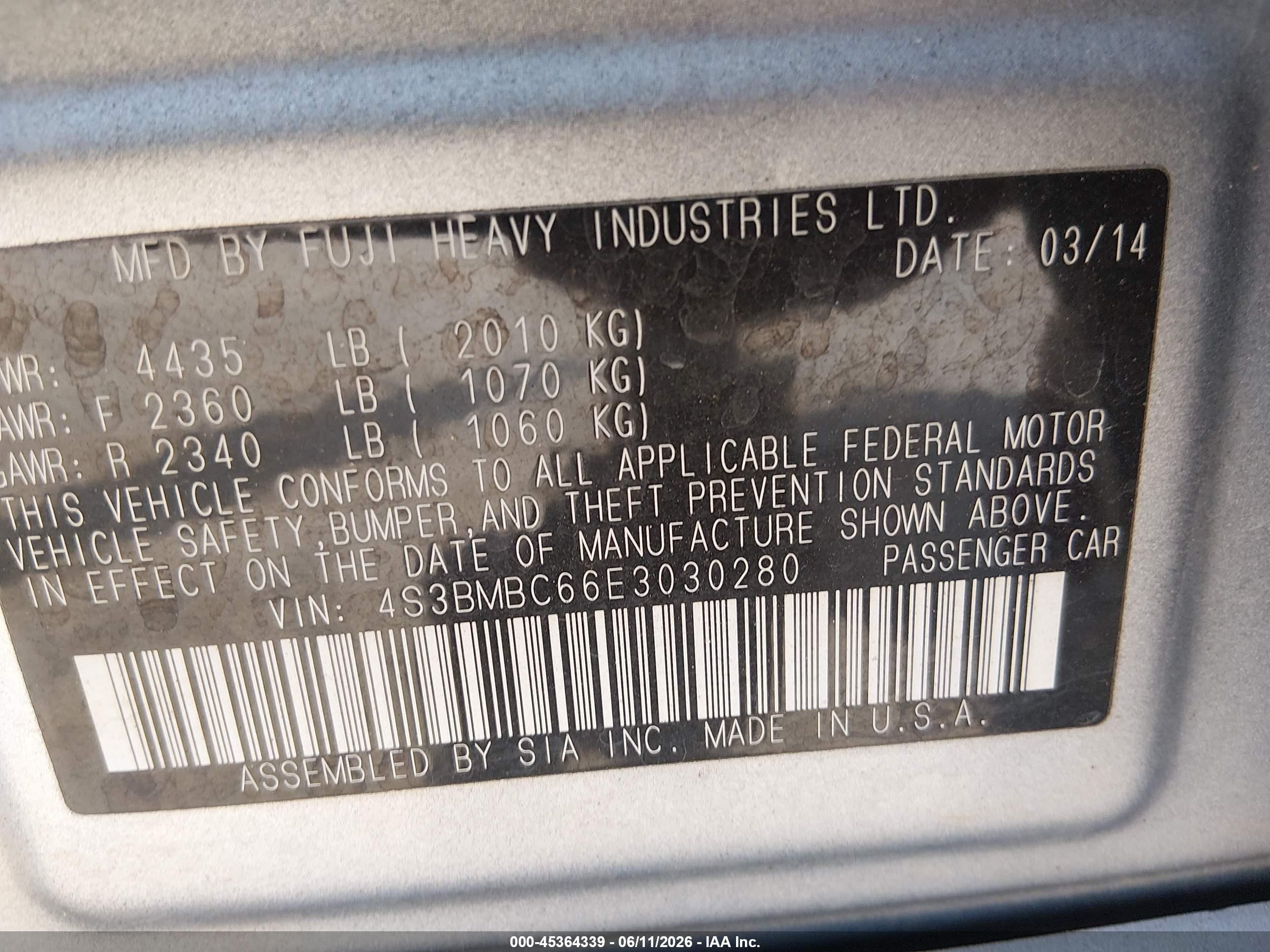 2014 Subaru Legacy 2.5i Premium Silver vin: 4S3BMBC66E3030280