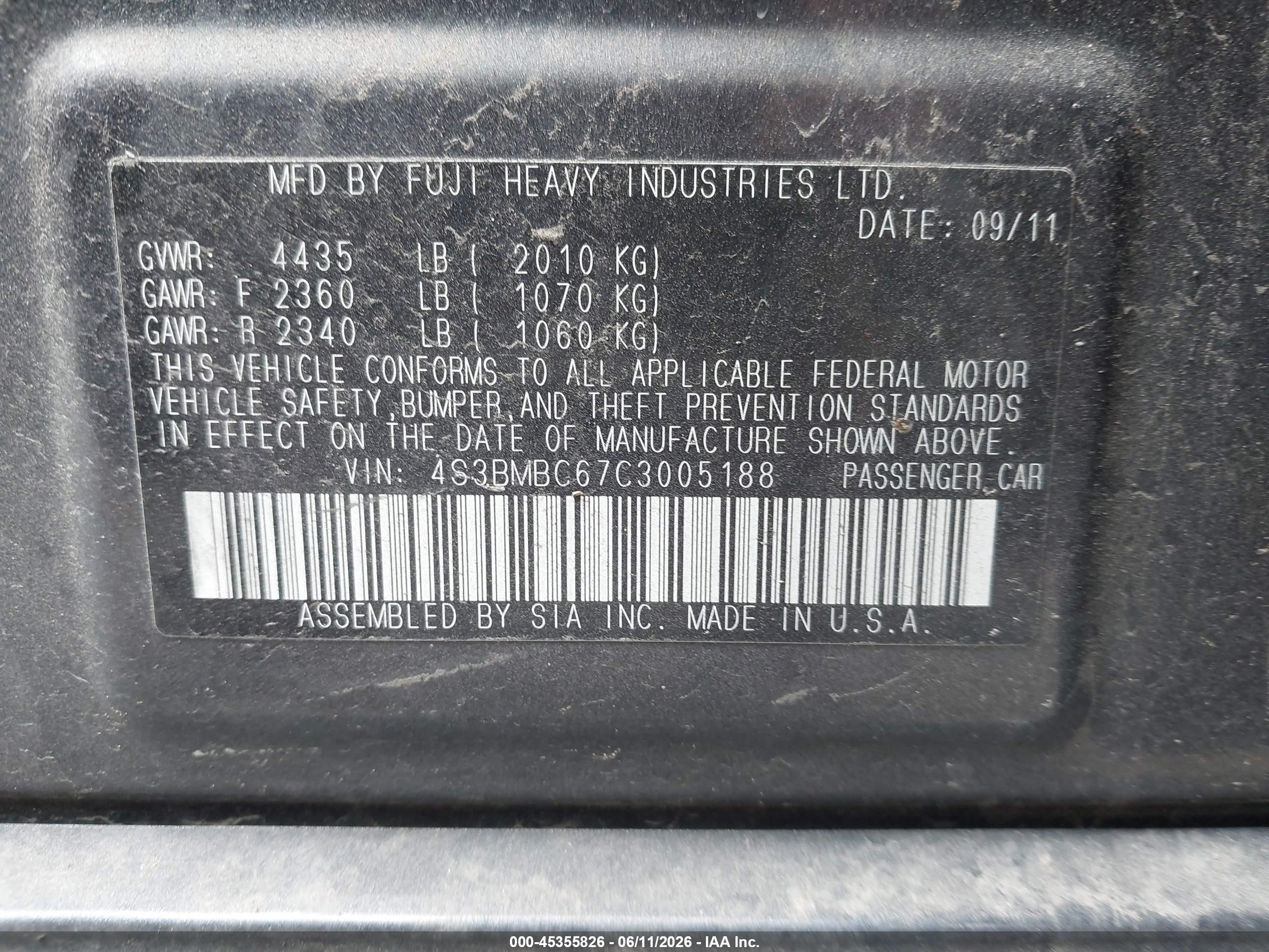 2012 Subaru Legacy 2.5i Premium Gray vin: 4S3BMBC67C3005188