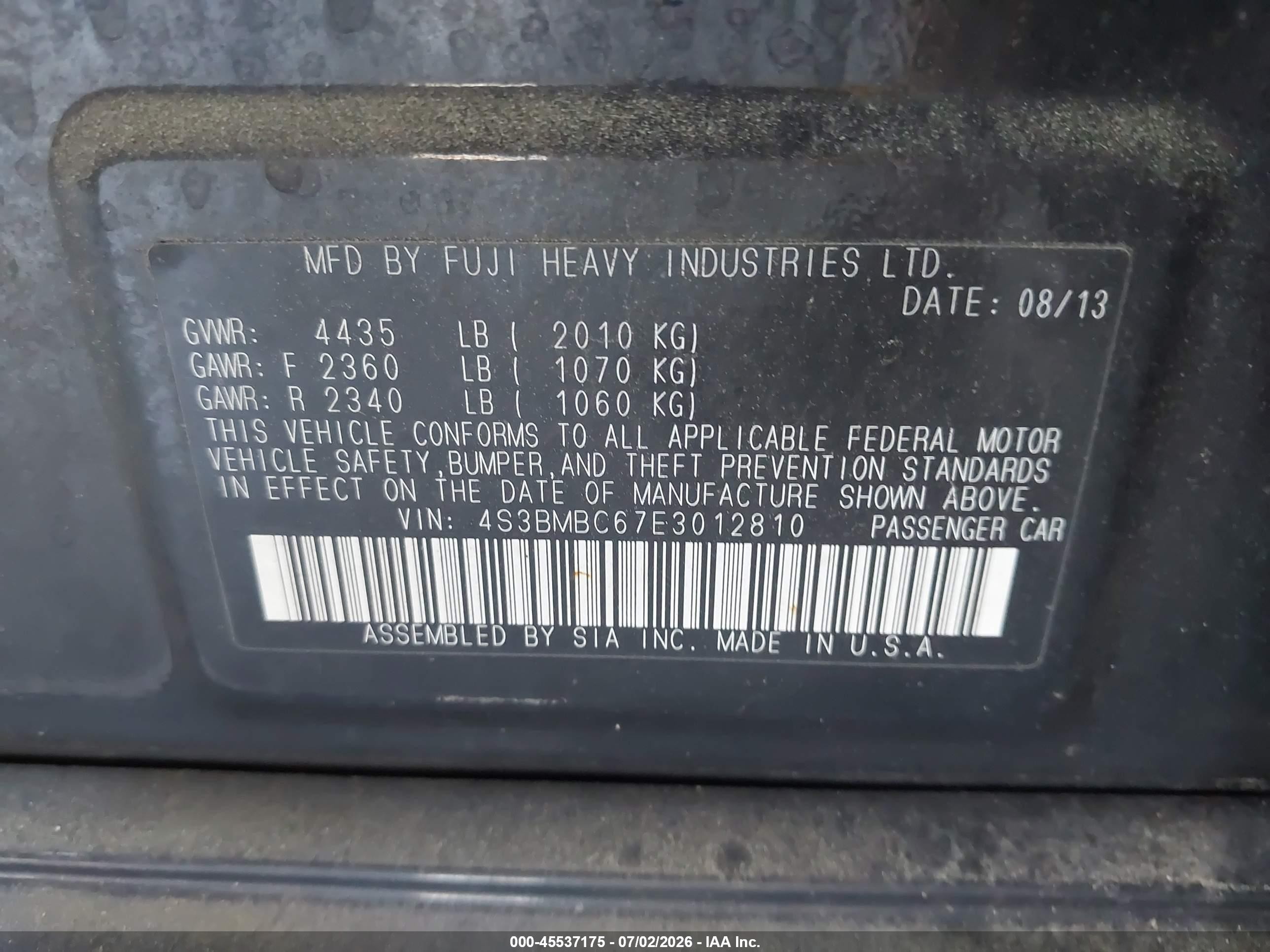 2014 Subaru Legacy 2.5i Premium Black vin: 4S3BMBC67E3012810