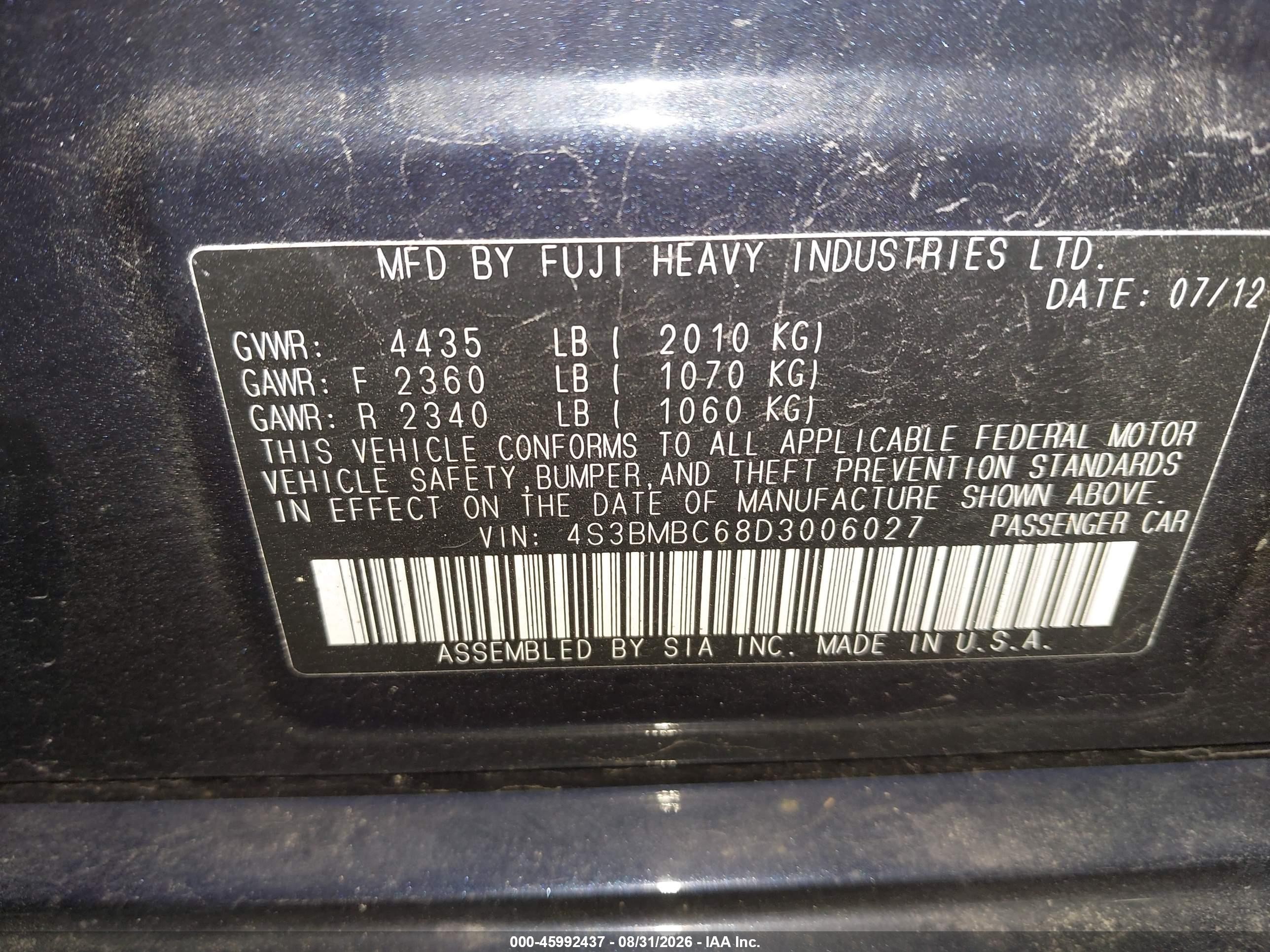 2013 Subaru Legacy 2.5i Premium Purple vin: 4S3BMBC68D3006027