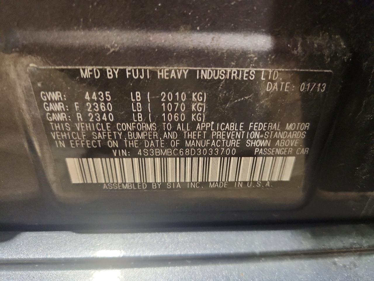 2013 Subaru Legacy 2.5i Premium Gray vin: 4S3BMBC68D3033700