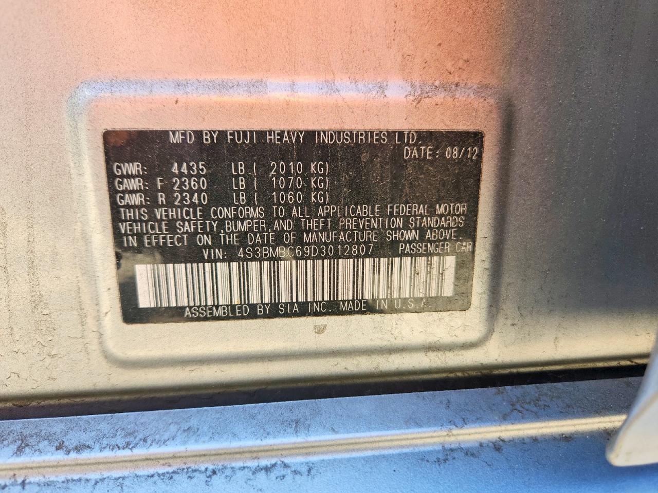2013 Subaru Legacy 2.5i Premium Silver vin: 4S3BMBC69D3012807