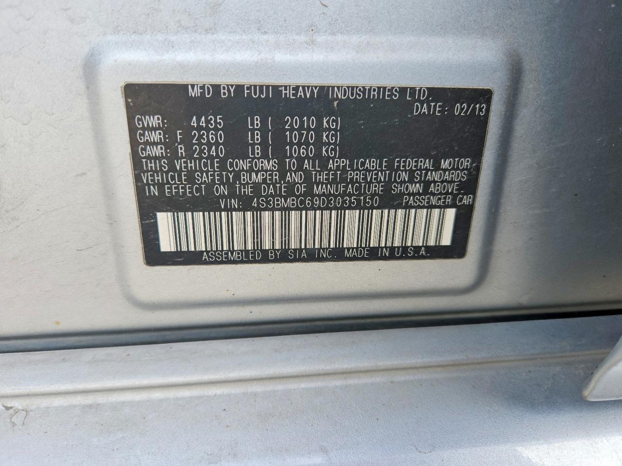 2013 Subaru Legacy 2.5i Premium Silver vin: 4S3BMBC69D3035150