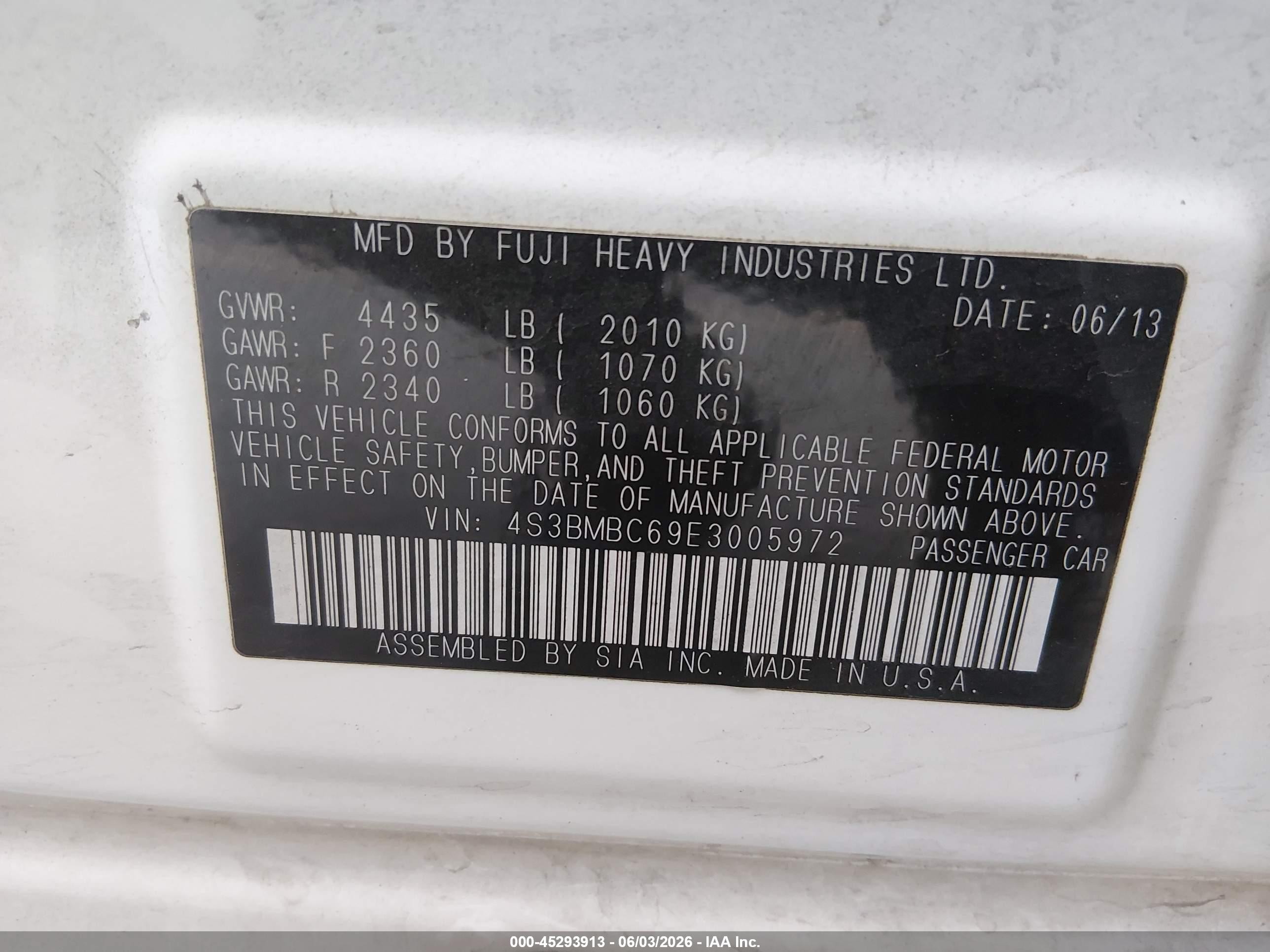 2014 Subaru Legacy 2.5i Premium White vin: 4S3BMBC69E3005972