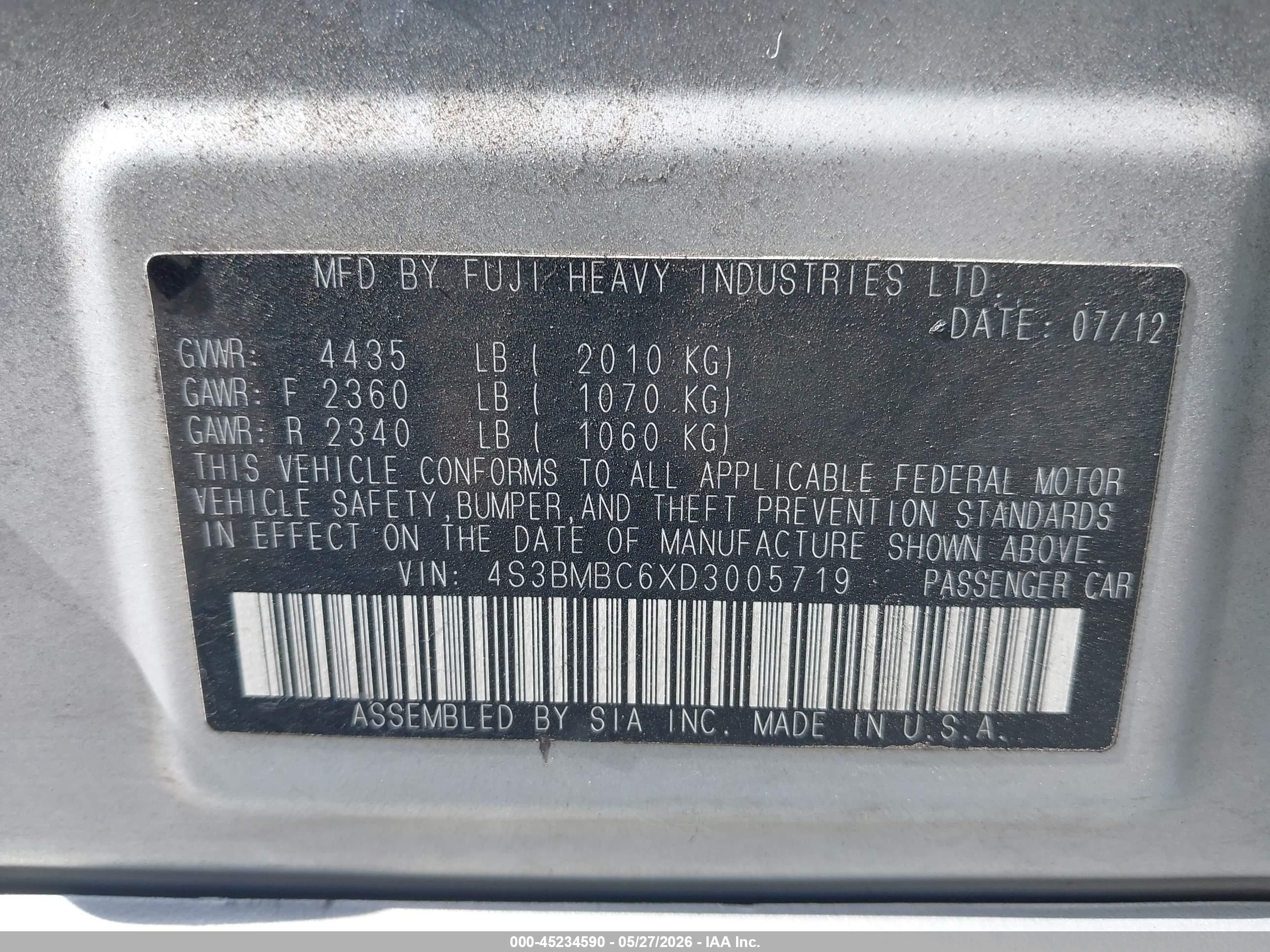 2013 Subaru Legacy 2.5i Premium Silver vin: 4S3BMBC6XD3005719
