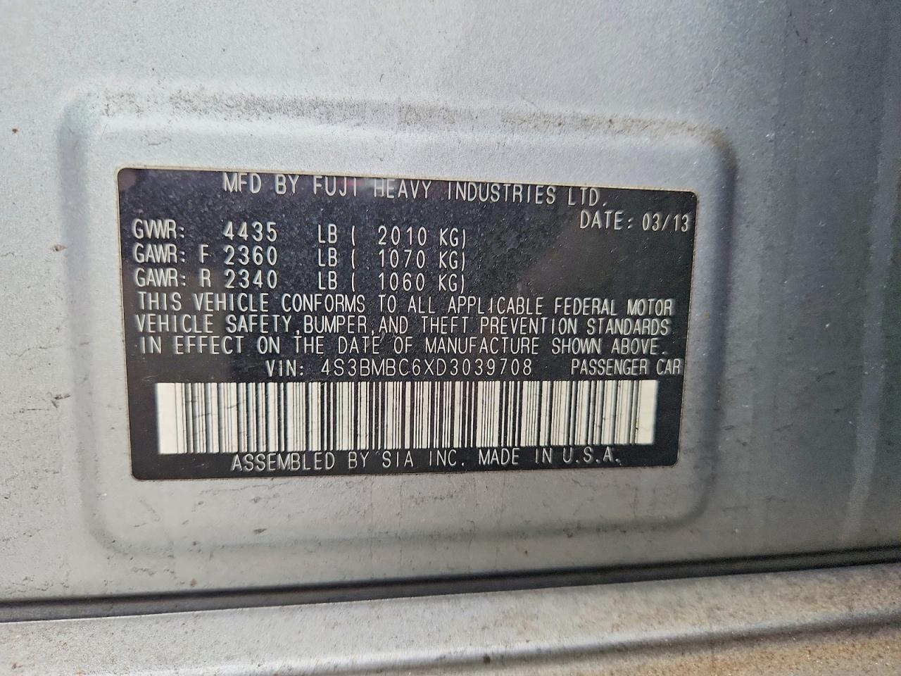 2013 Subaru Legacy 2.5i Premium Silver vin: 4S3BMBC6XD3039708
