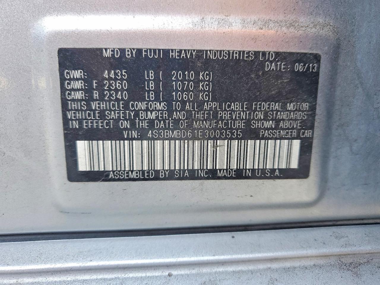 2014 Subaru Legacy Silver vin: 4S3BMBD61E3003535