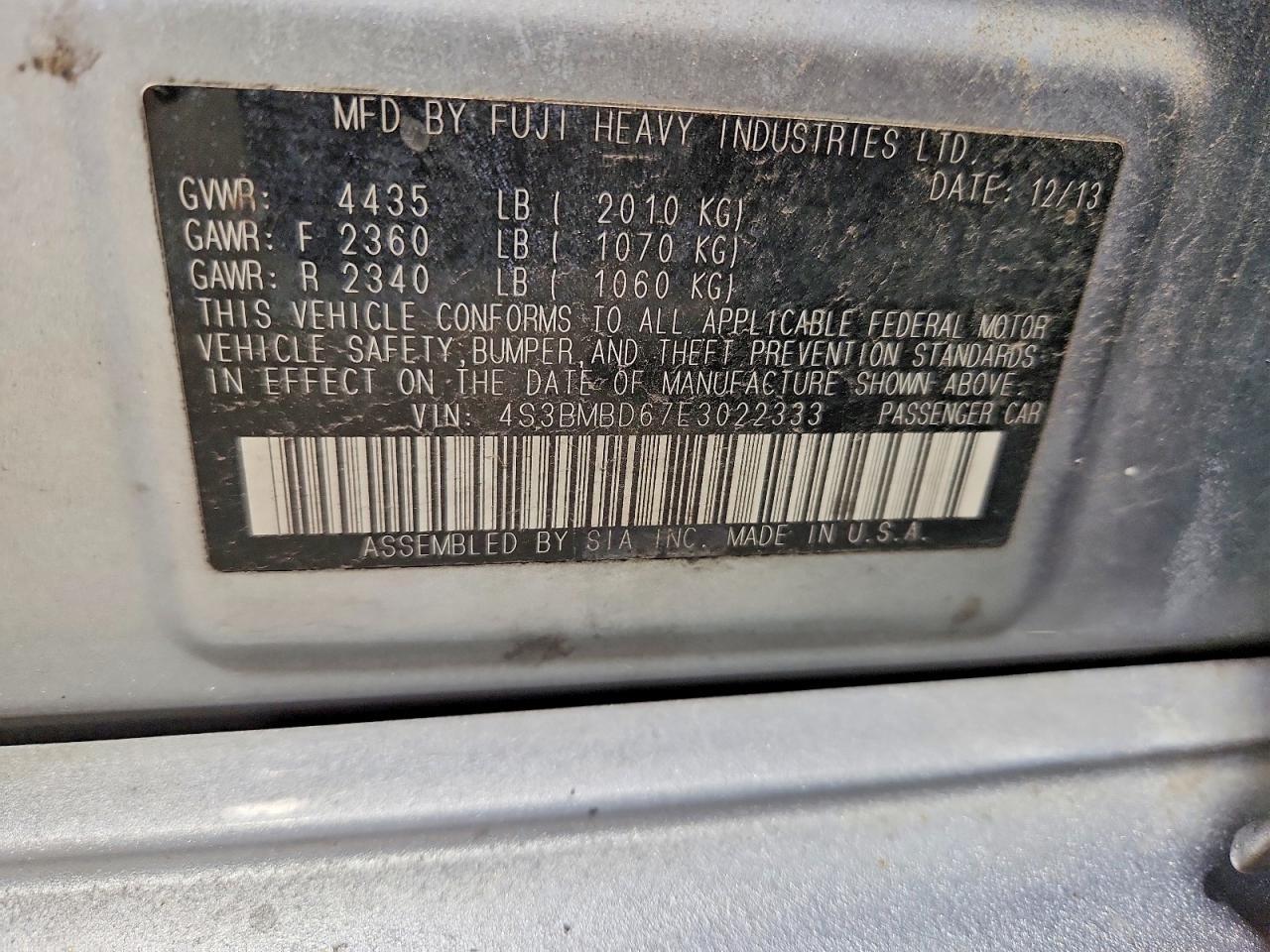 2014 Subaru Legacy 2.5i Premium Silver vin: 4S3BMBD67E3022333