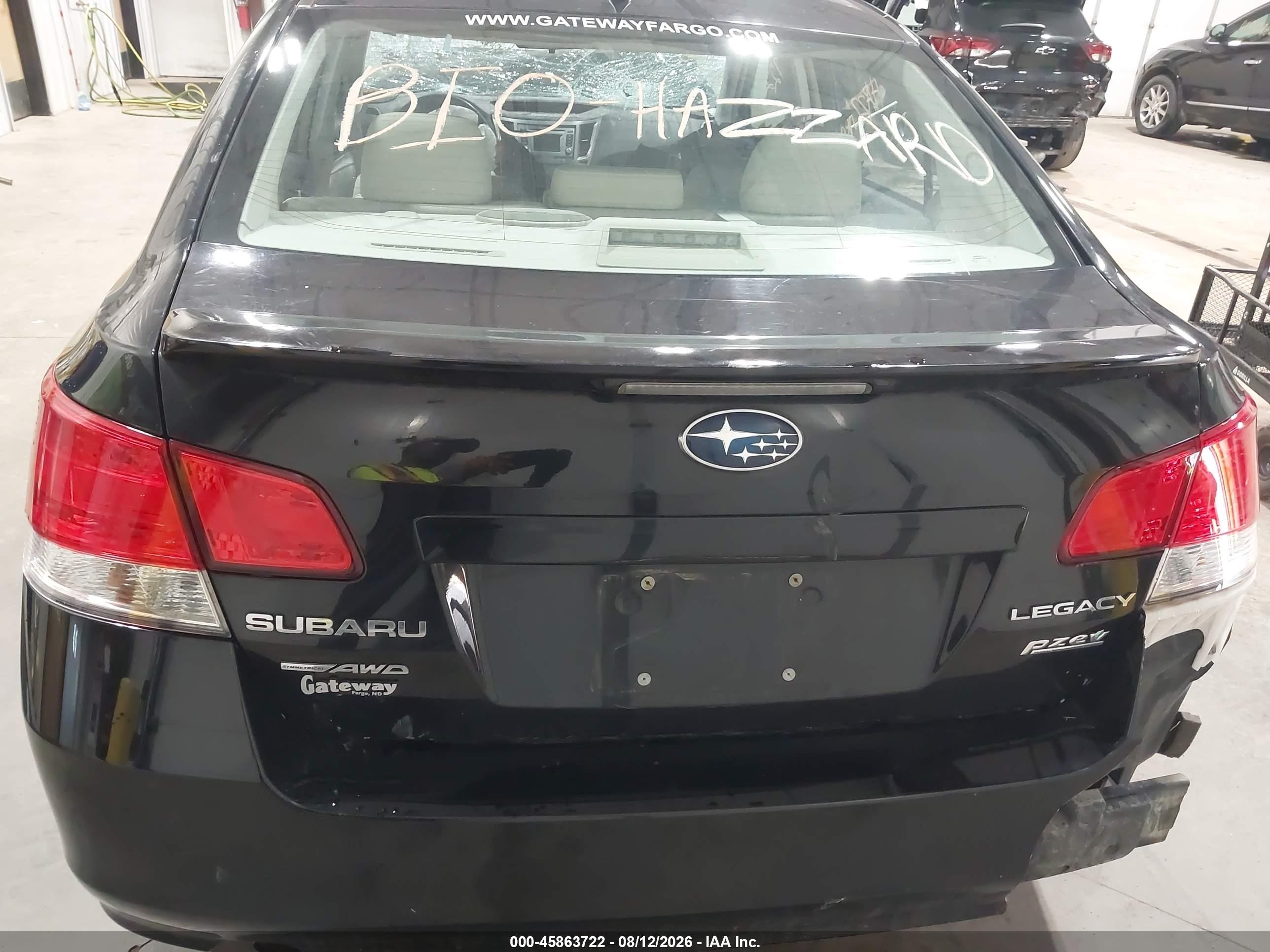 2012 Subaru Legacy 2.5i Premium Black vin: 4S3BMBF68C3030273