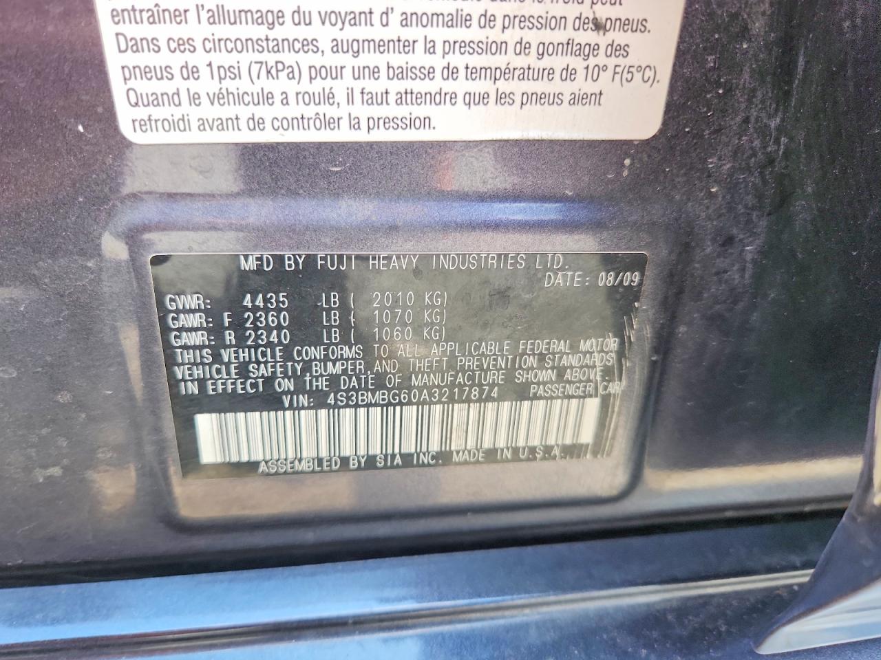 2010 Subaru Legacy 2.5i Premium Gray vin: 4S3BMBG60A3217874