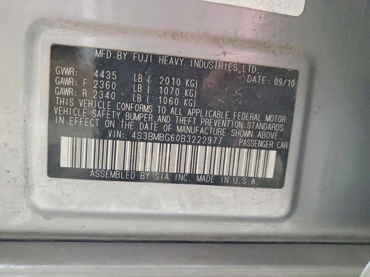 2011 Subaru Legacy 2.5i Premium Silver vin: 4S3BMBG60B3222977