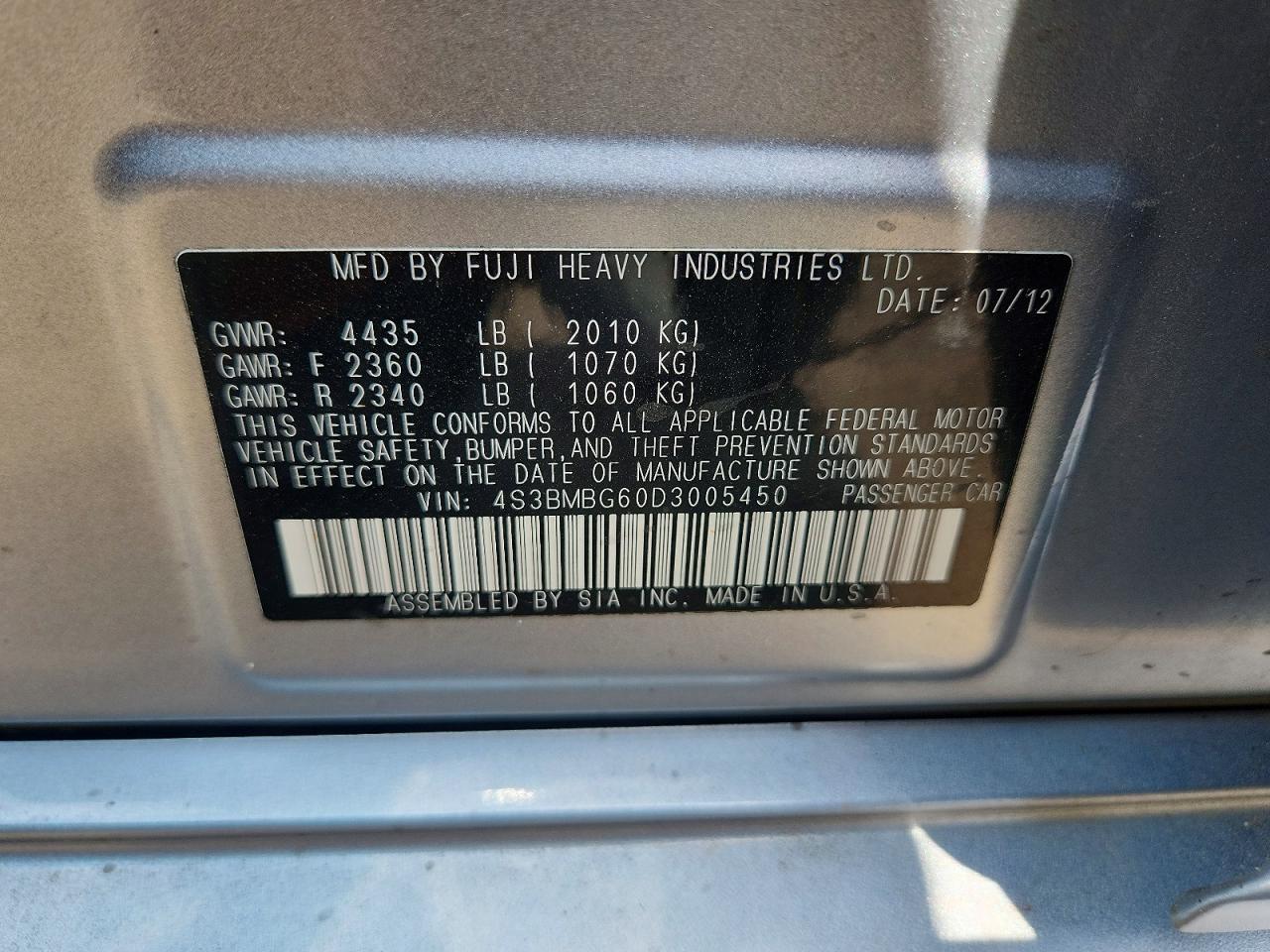 2013 Subaru Legacy 2.5i Premium Серебряный vin: 4S3BMBG60D3005450